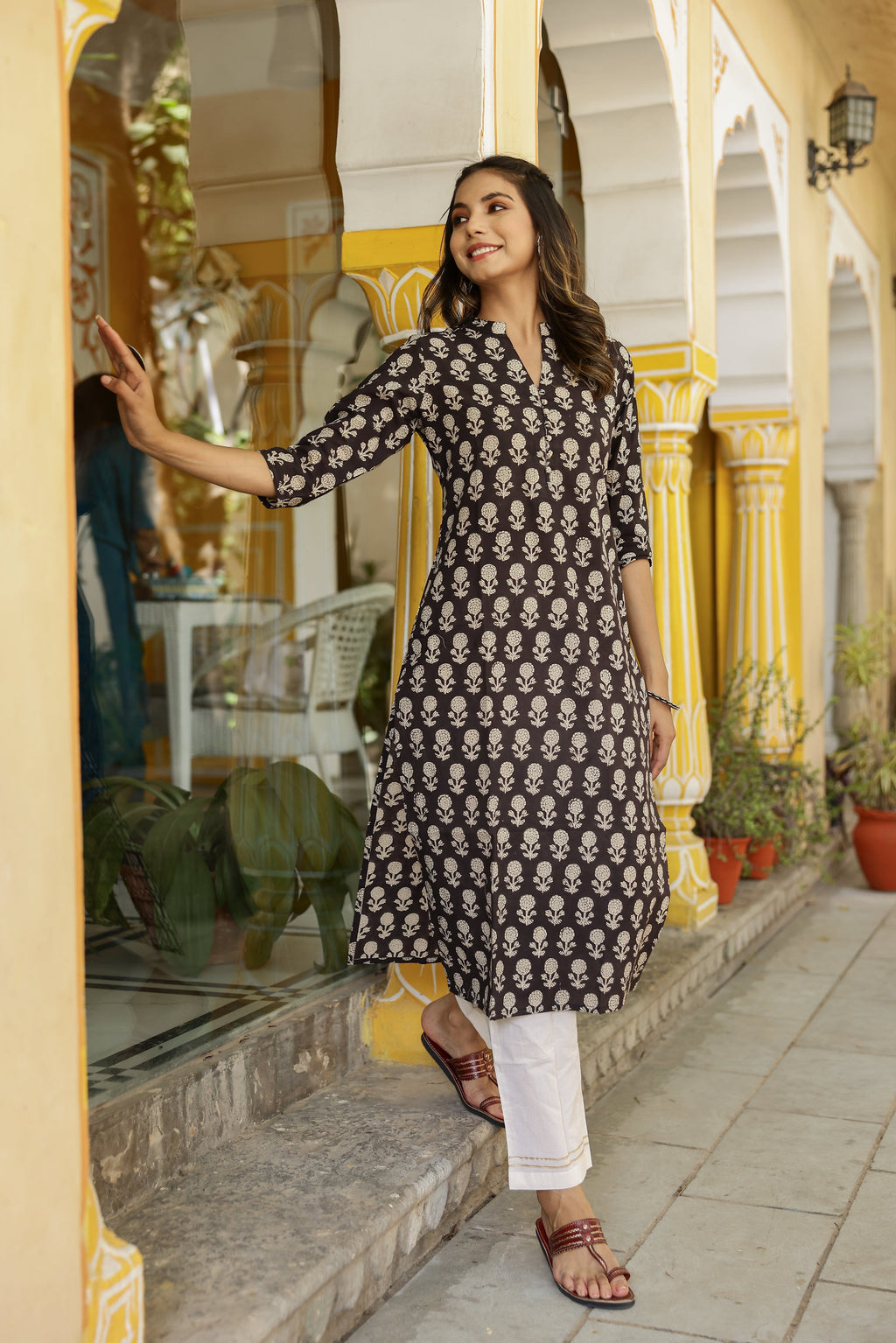 "Adrija" Bagru Hand Block Printed Cotton Kurta