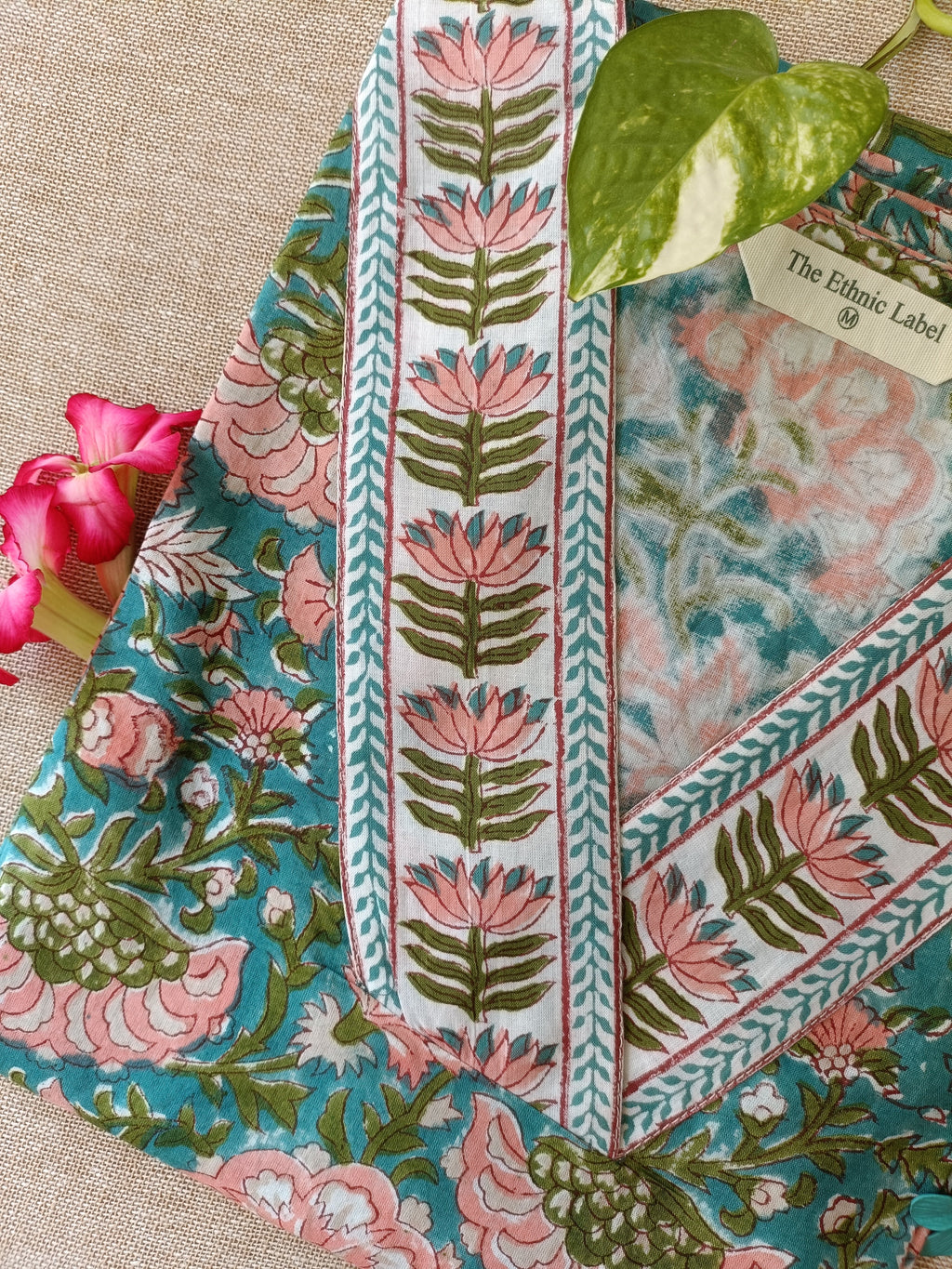 "Pranali" Floral Hand Block Printed Cotton kurta