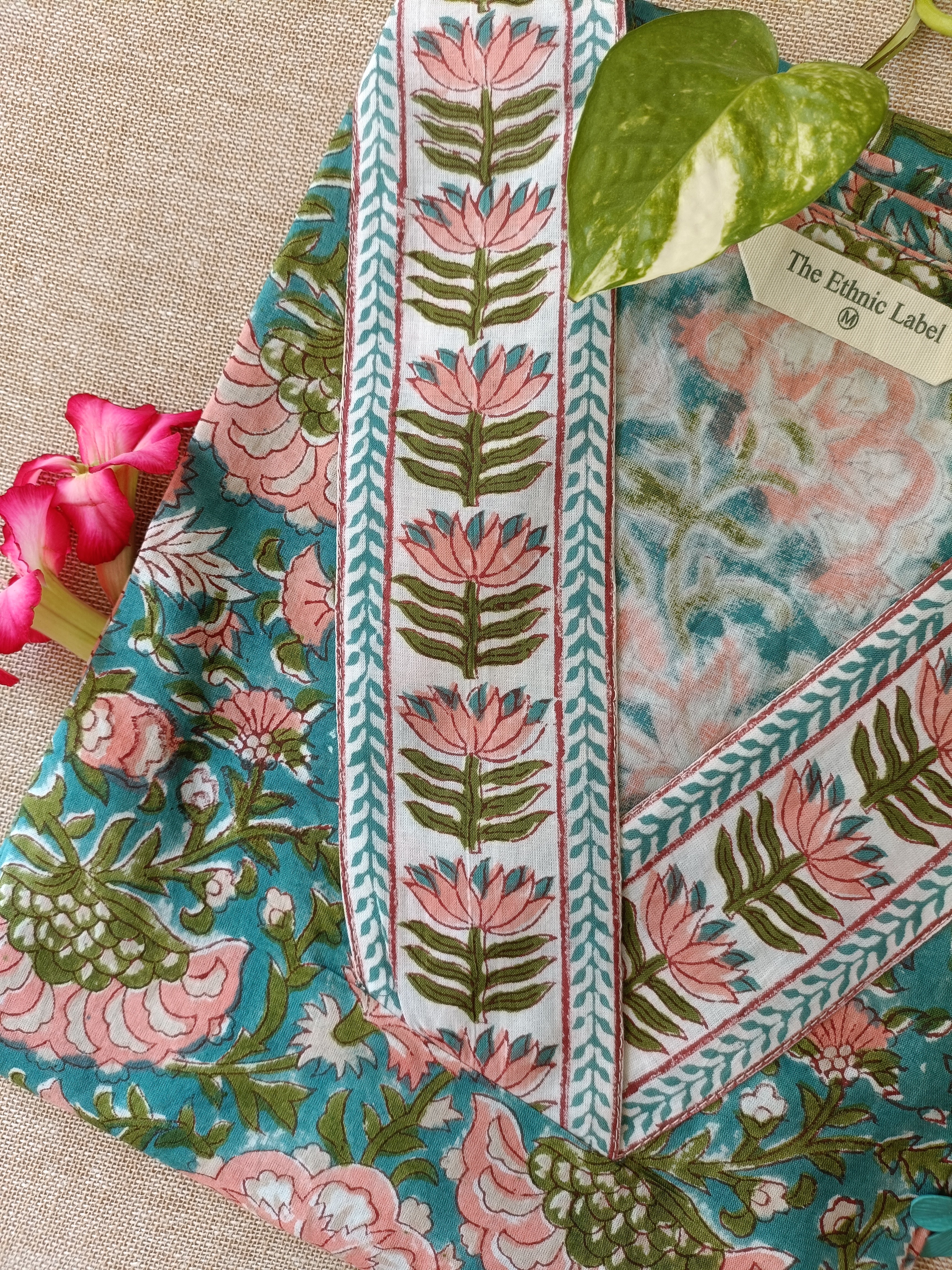 "Pranali" Floral Hand Block Printed Cotton kurta