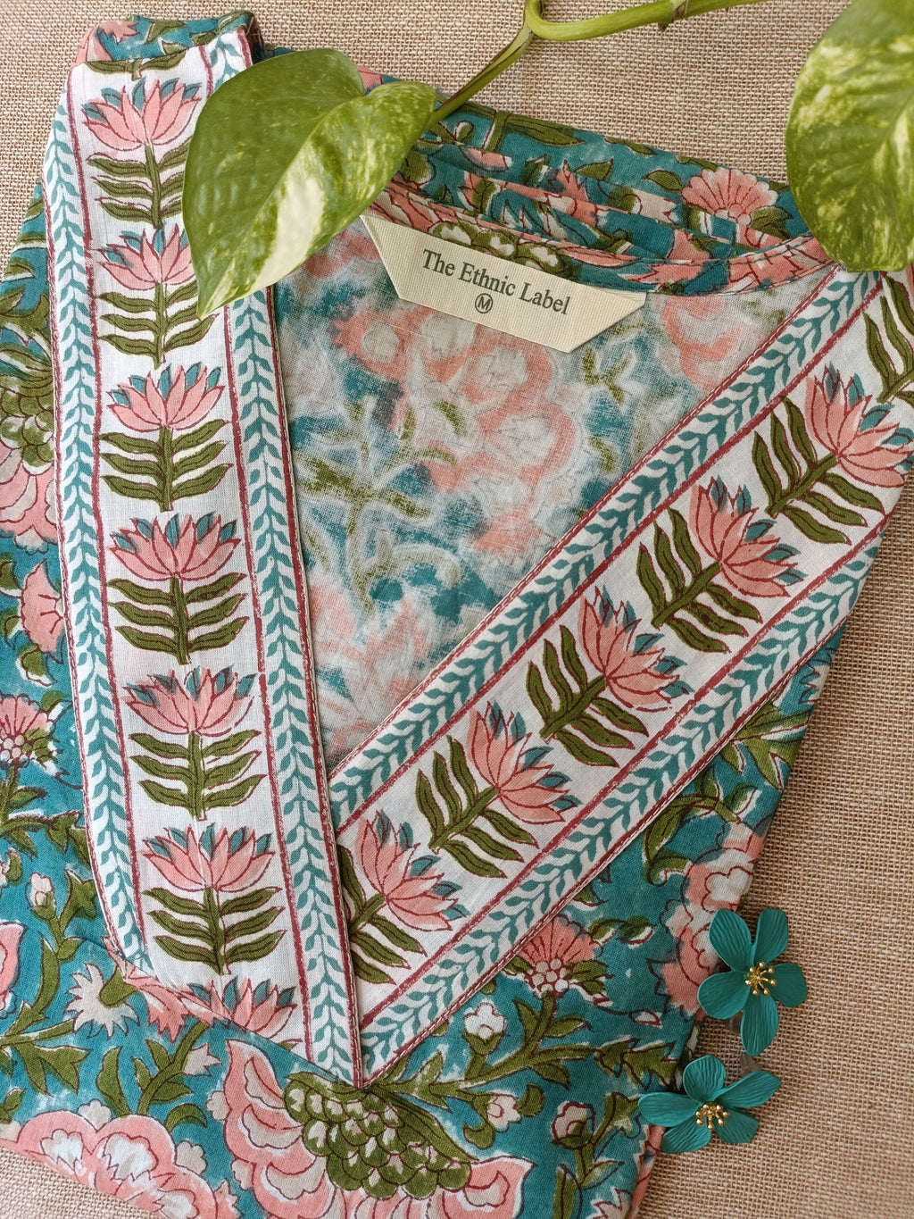 "Pranali" Floral Hand Block Printed Cotton kurta