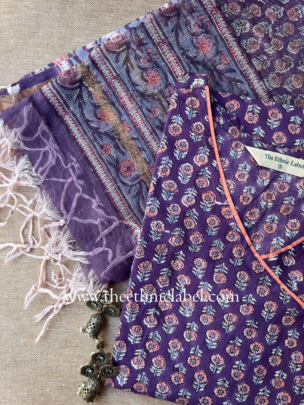 "Nadiya" hand Block Printed Cotton kurta with Dupatta-2pc