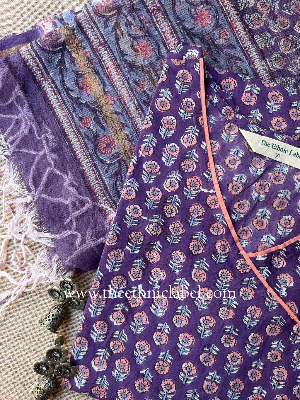 "Nadiya" hand Block Printed Cotton kurta with Dupatta-2pc