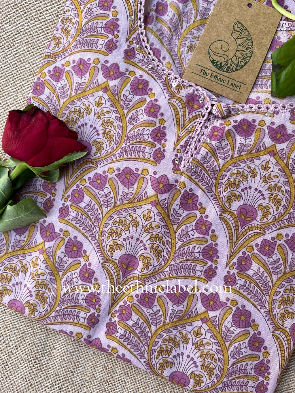 "Sabita" Laced Cotton Kurta