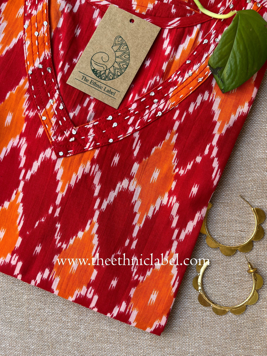 "Ikat" Kantha Cotton Kurta