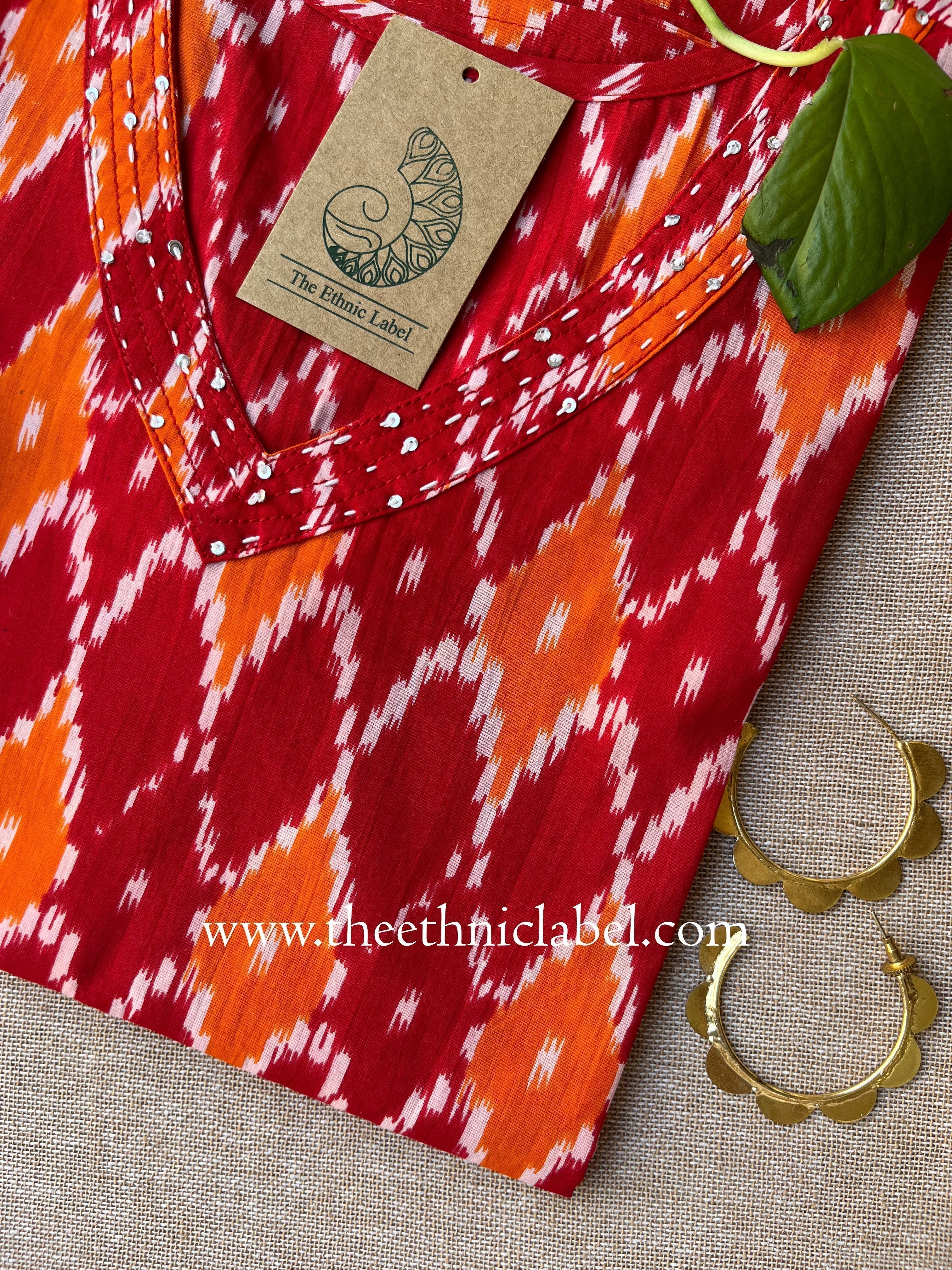 "Ikat" Kantha Cotton Kurta