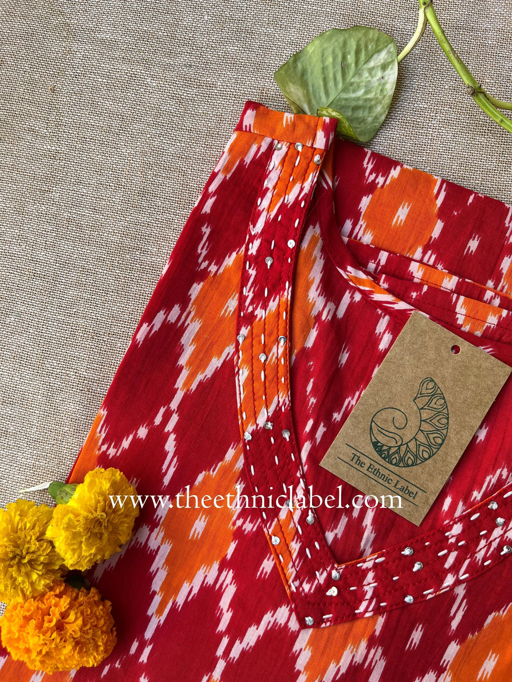 "Ikat" Kantha Cotton Kurta