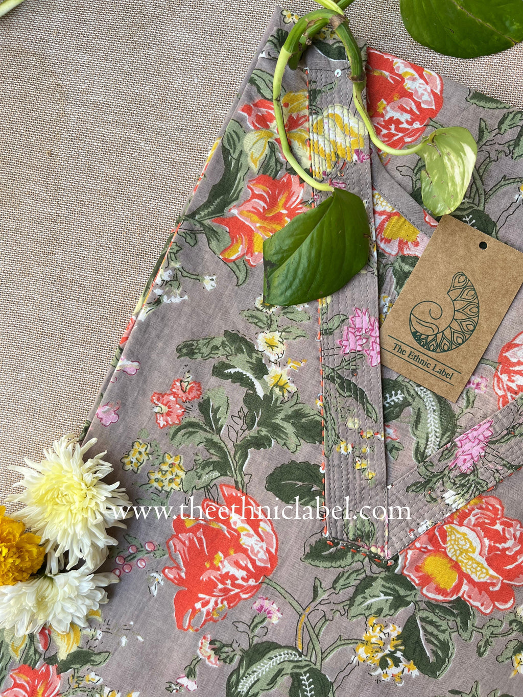 "Vaishali" Floral Cotton kurta - Big Size