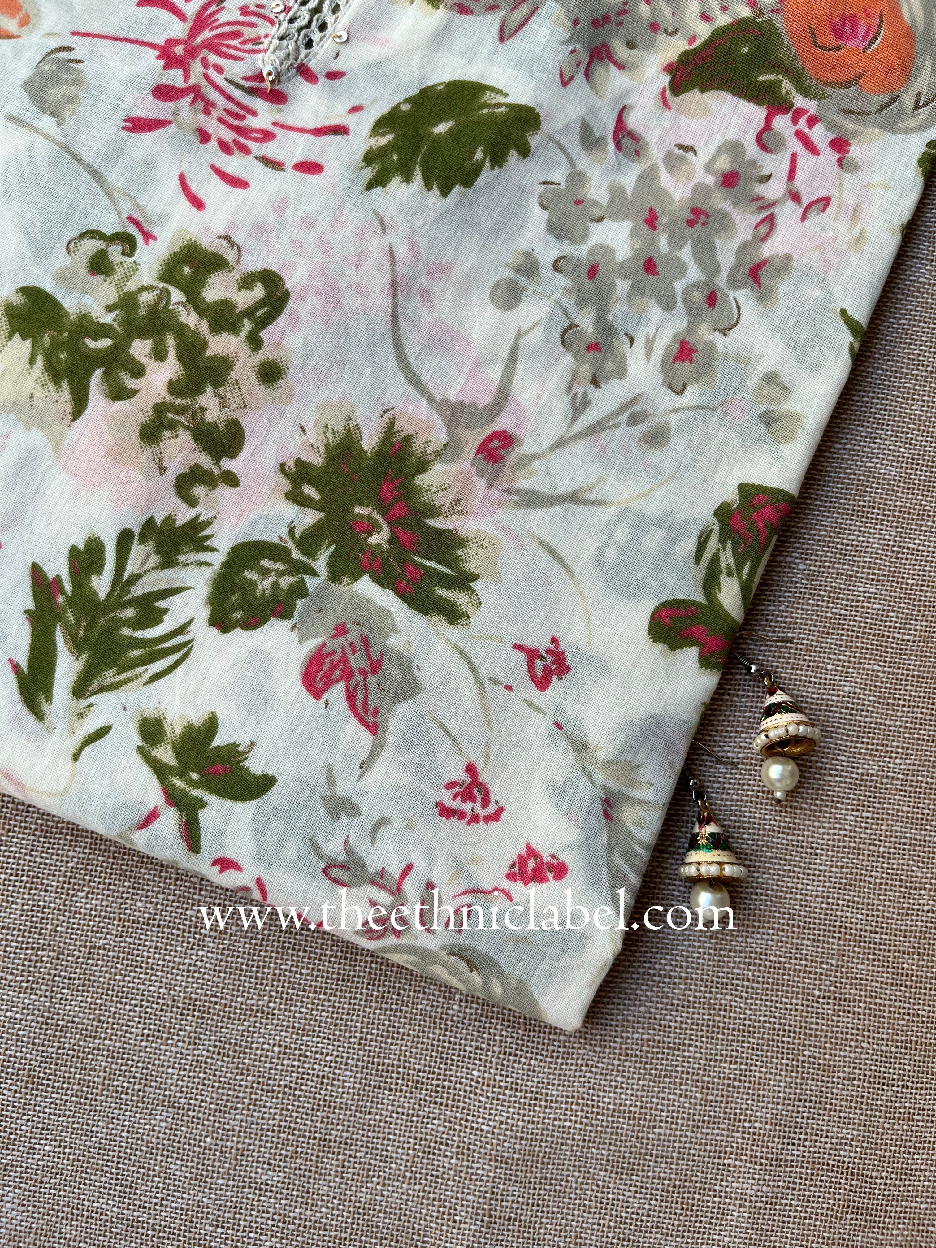 "Rakhija" Floral Cotton kurta - Big Size
