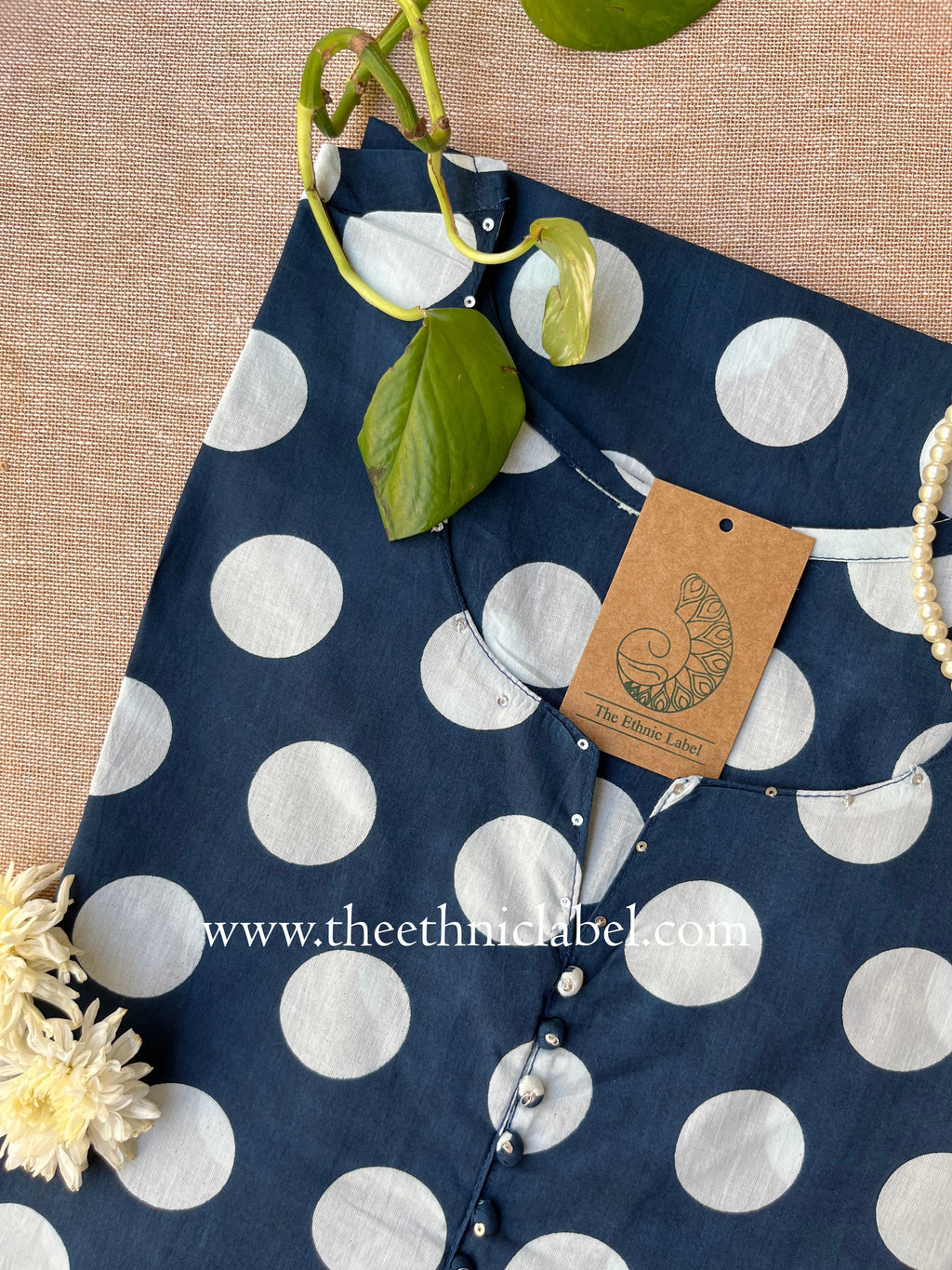 "Taani" Polka Dot Cotton kurta - Big Size