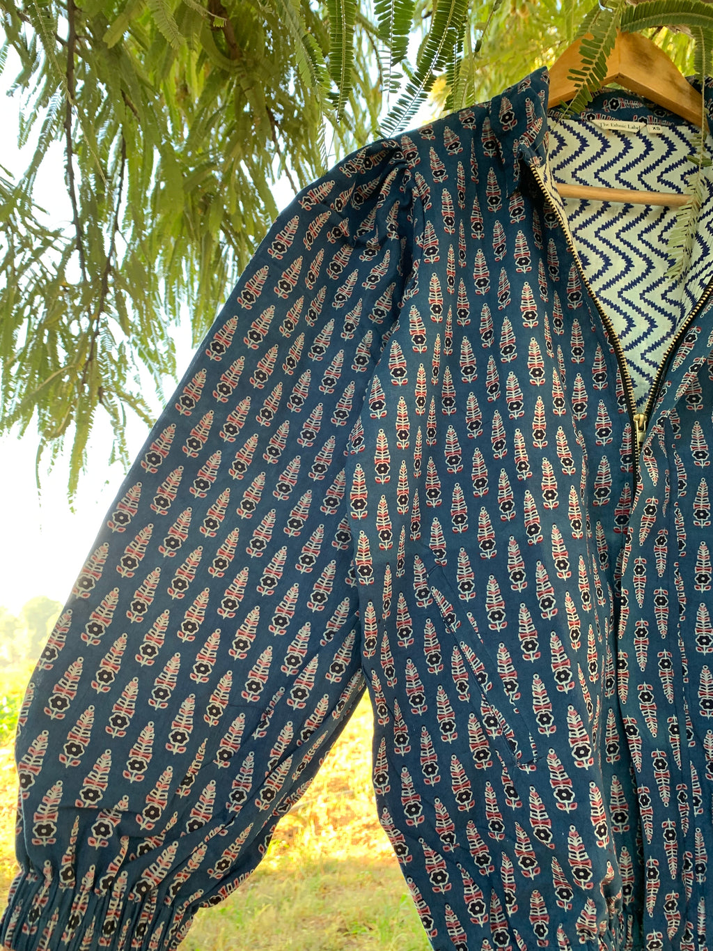 Indigo Floral Boota Bomber Jacket