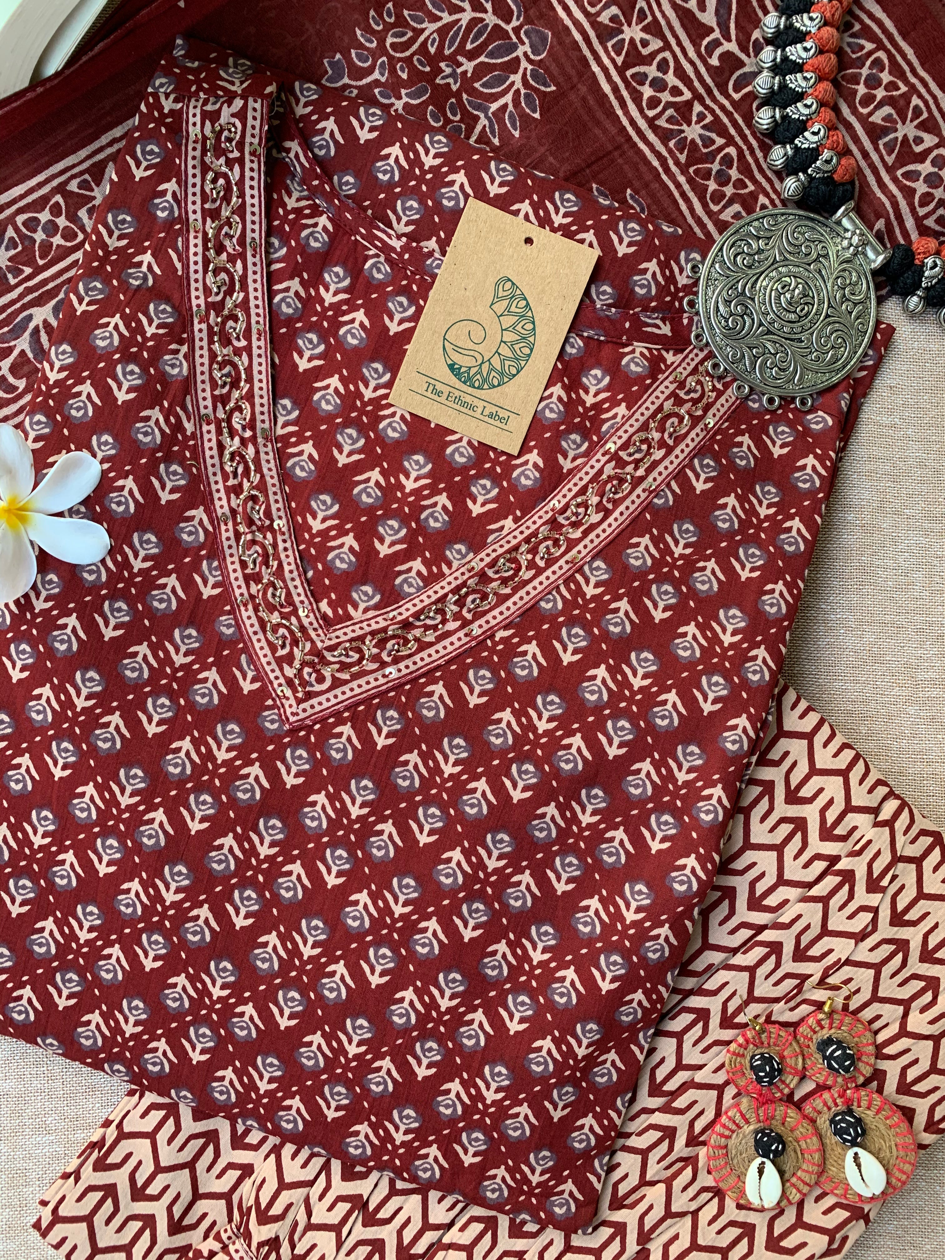 "Anayra" Cotton Kurta Set(3pc)