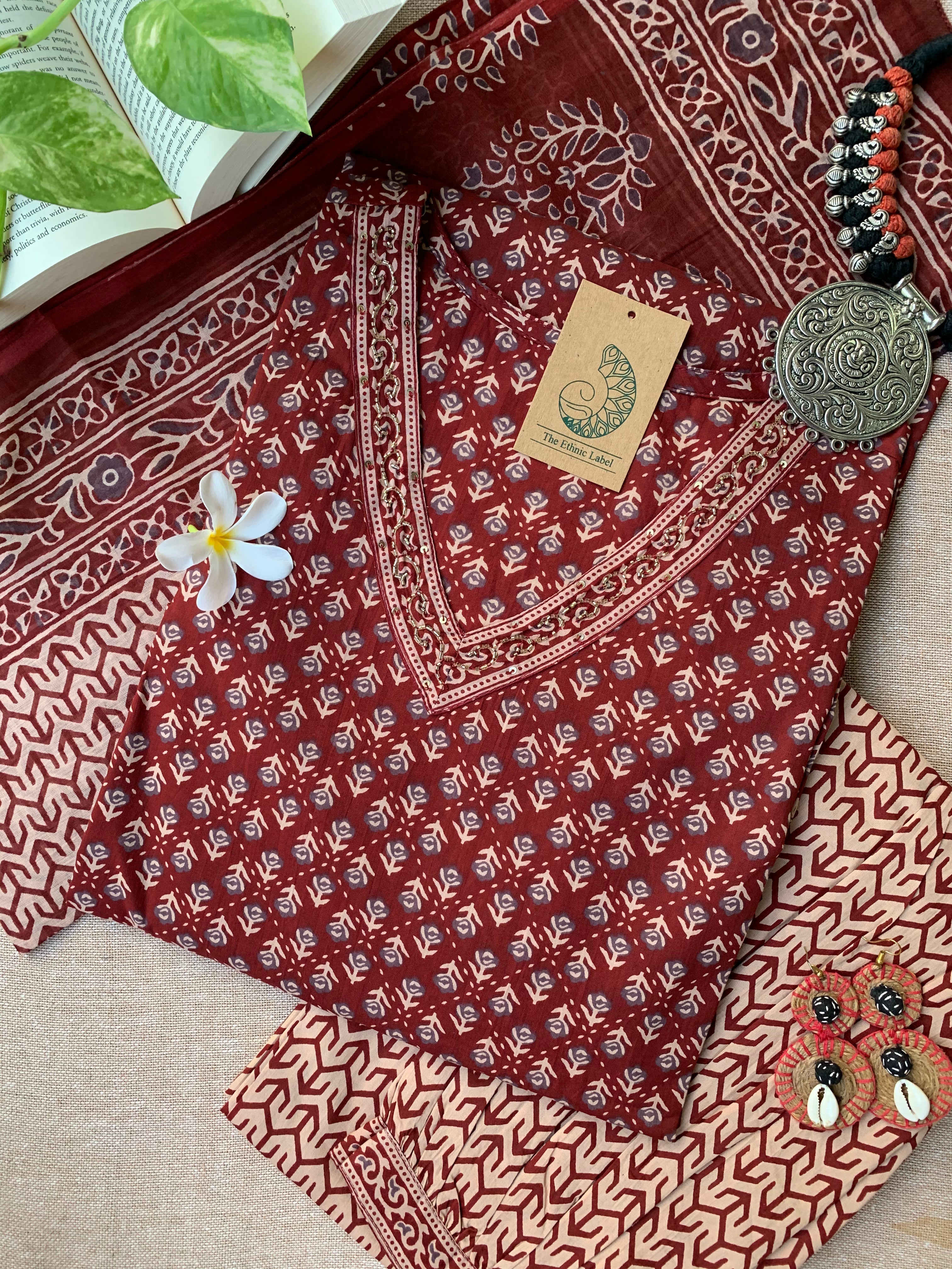 "Anayra" Cotton Kurta Set(3pc)