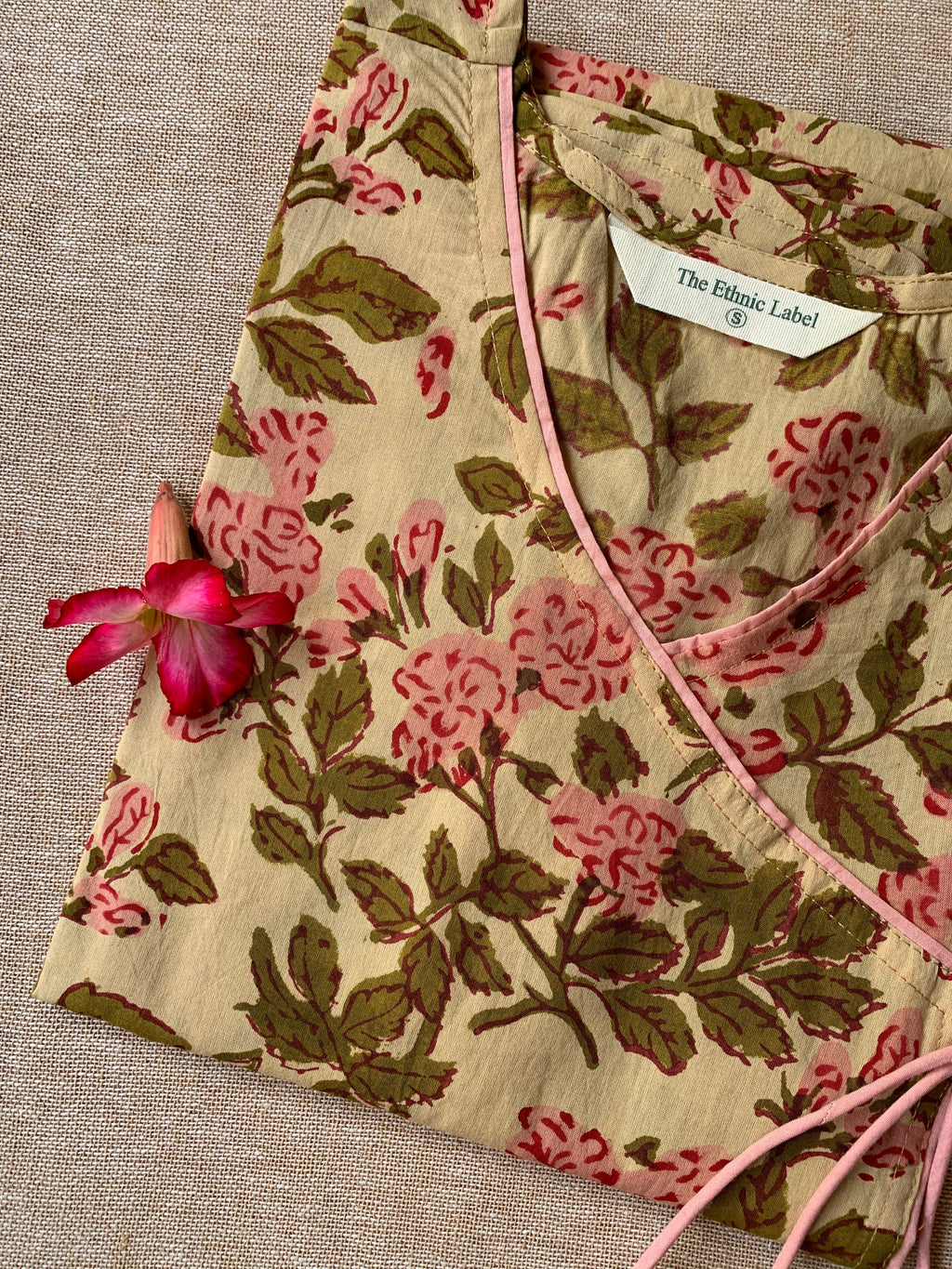 "Nazuk" Hand Block Printed Angrakha Cotton kurta