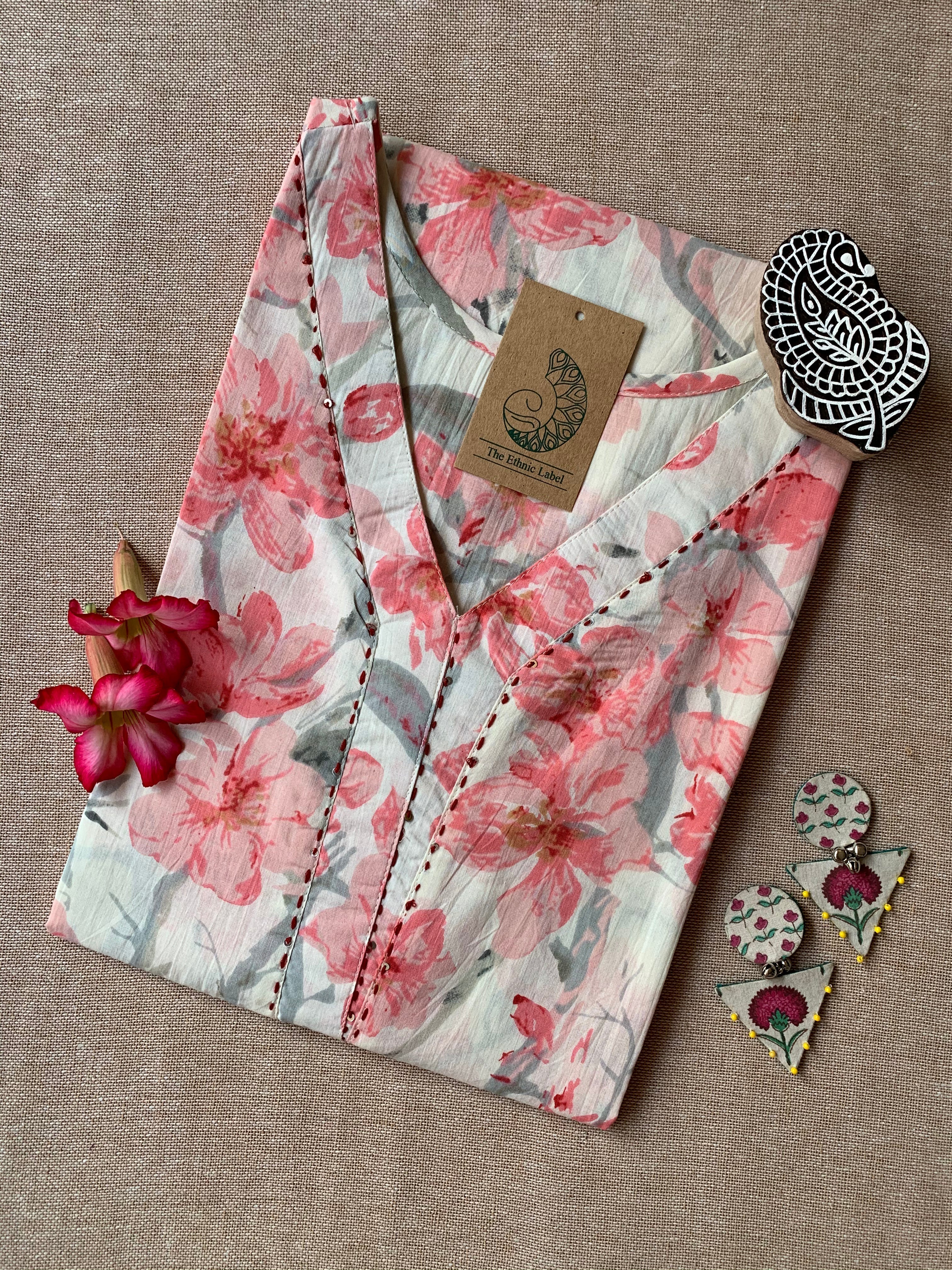 "Maya" Hand Block Printed Cotton kurta