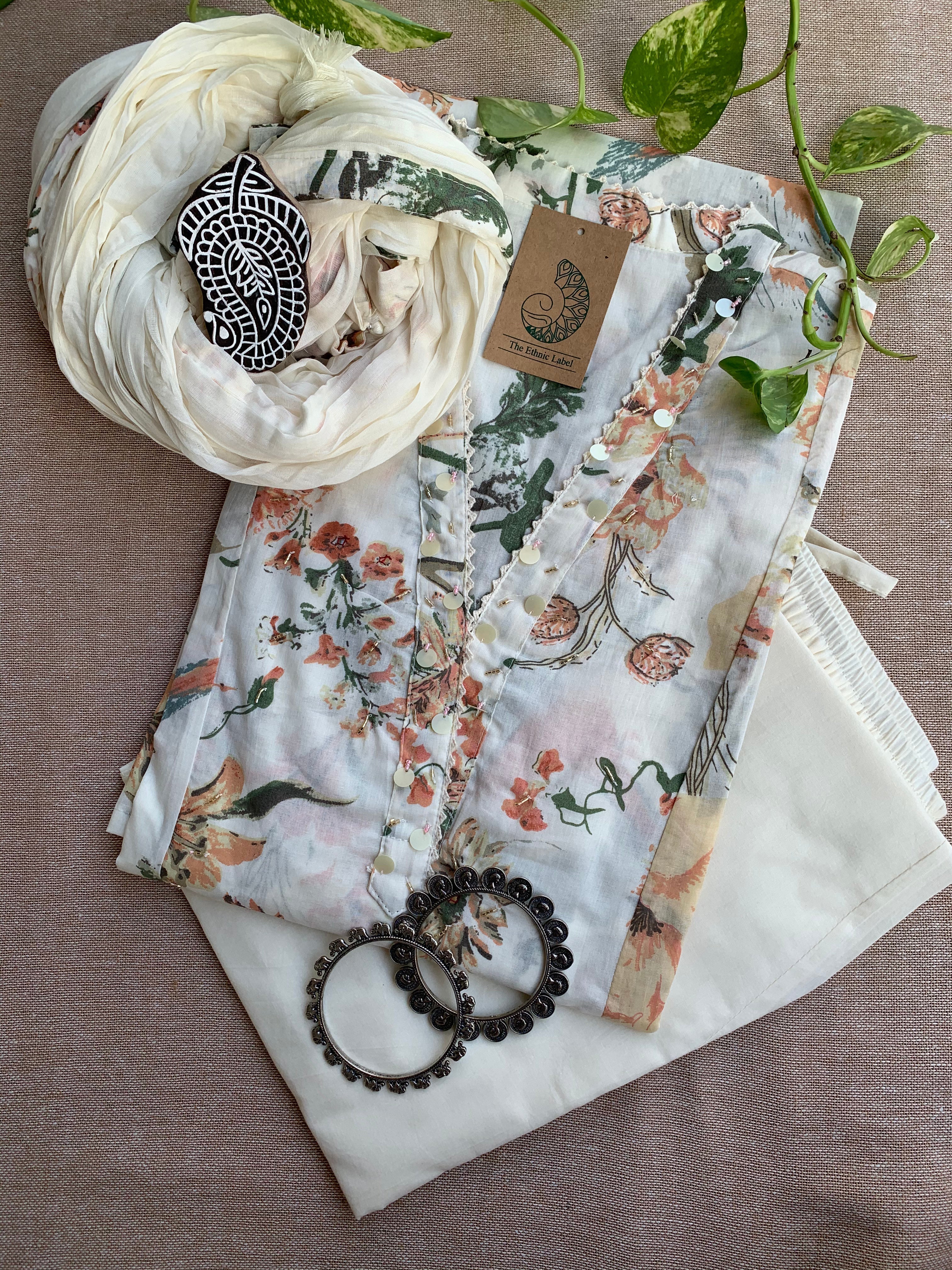 "Garima" Hand Block Printed Cotton Kurta Set(3pc)