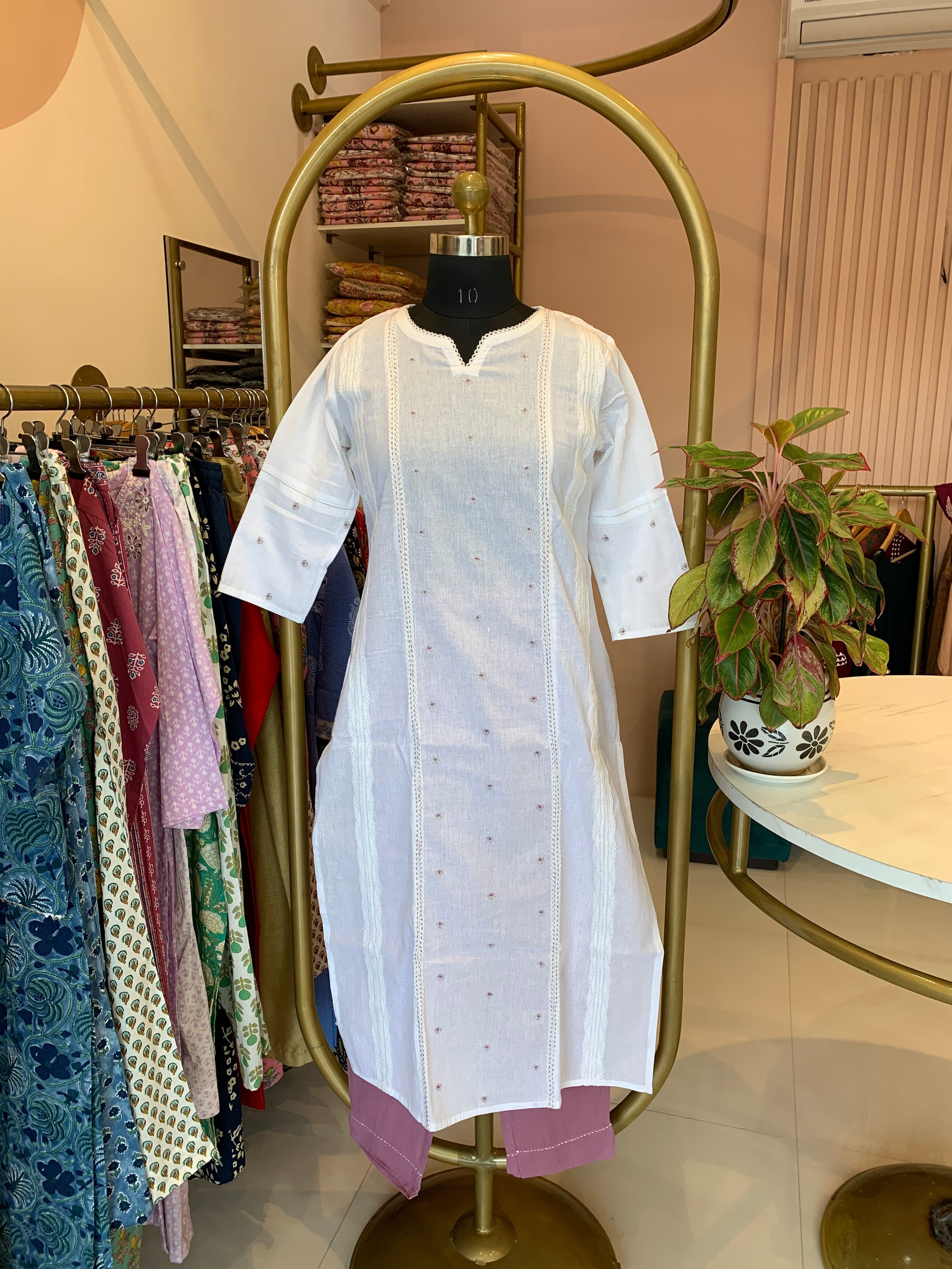 "Zoya" Cotton Kurta with Pants (2pc)