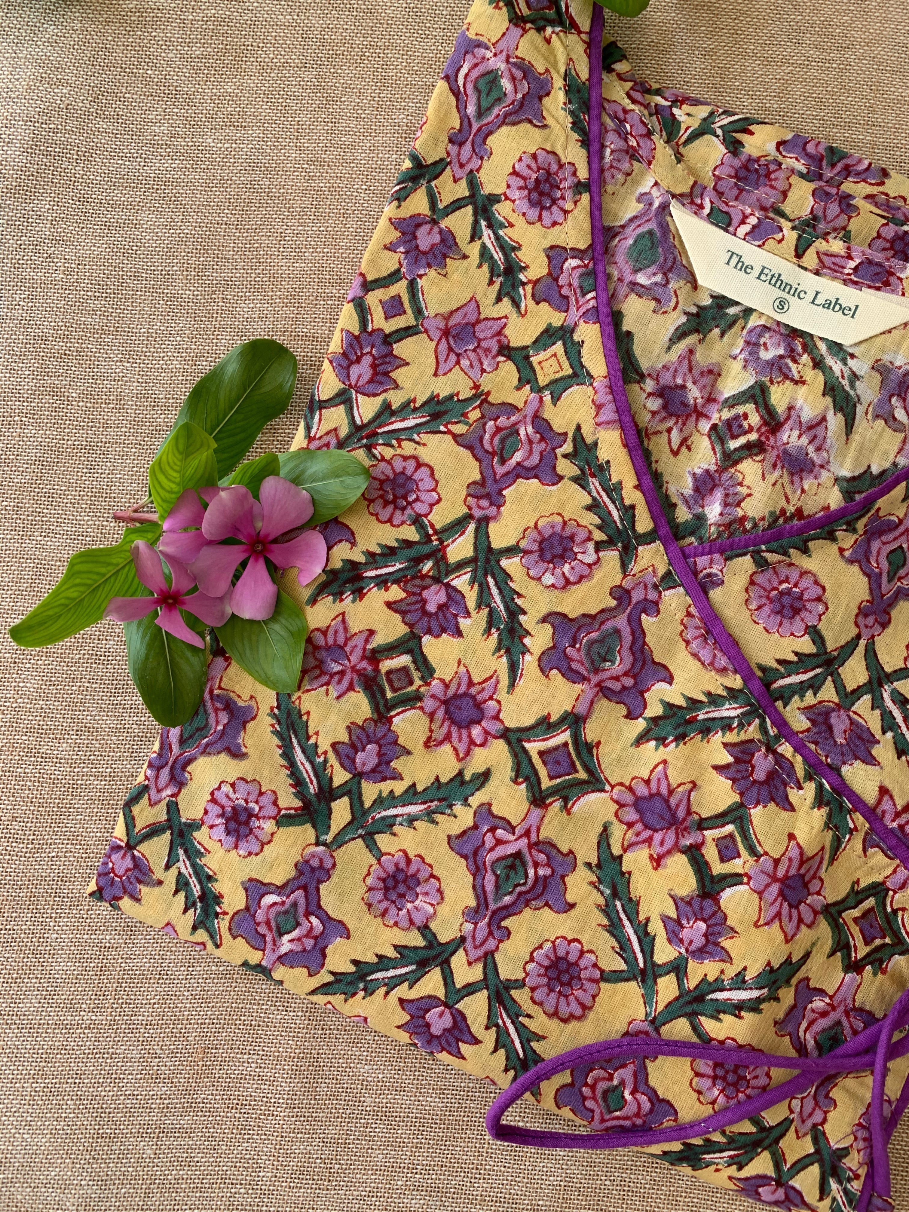 "Khushi" Hand Block Printed Angrakha Cotton kurta