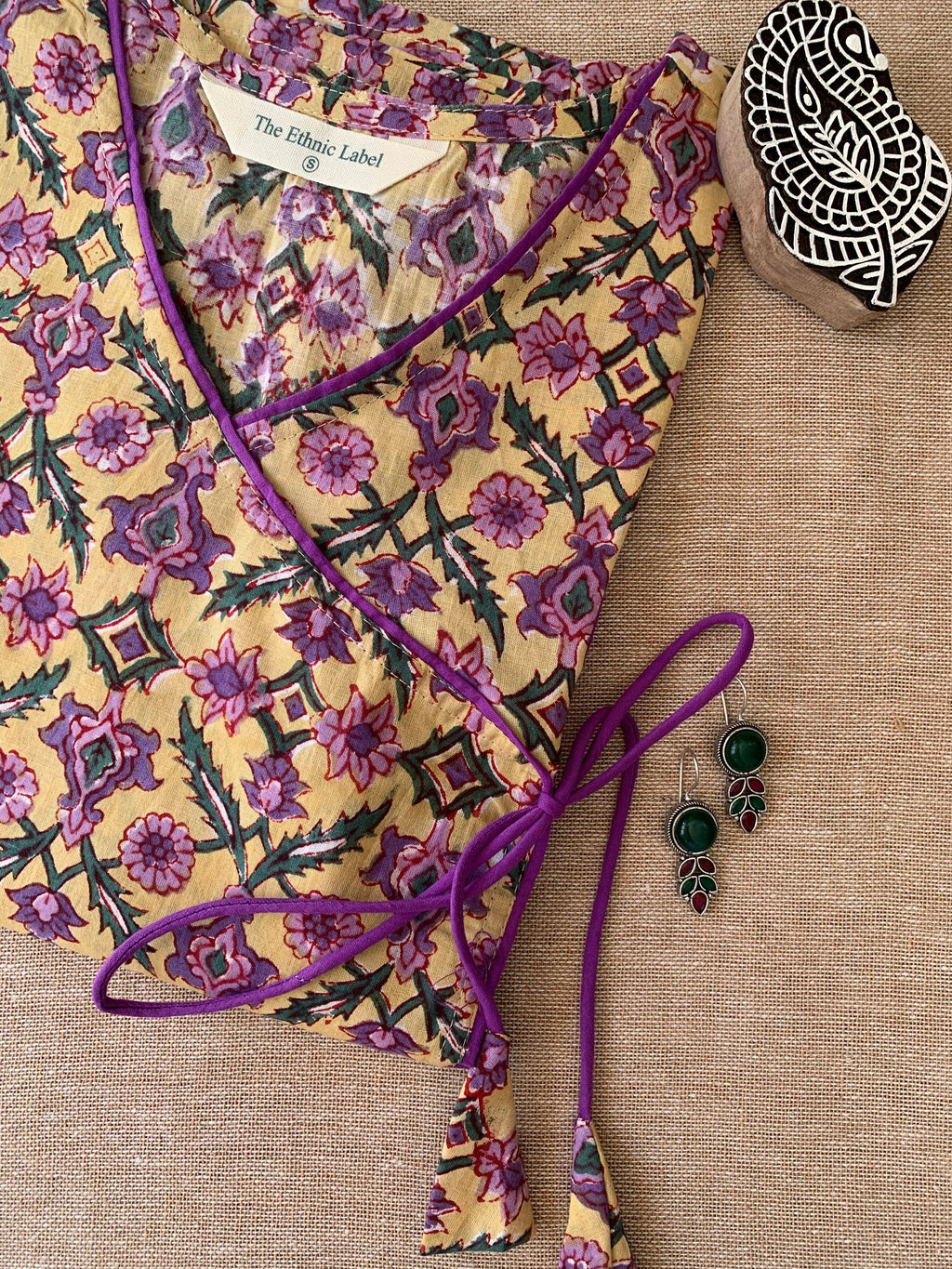 "Khushi" Hand Block Printed Angrakha Cotton kurta