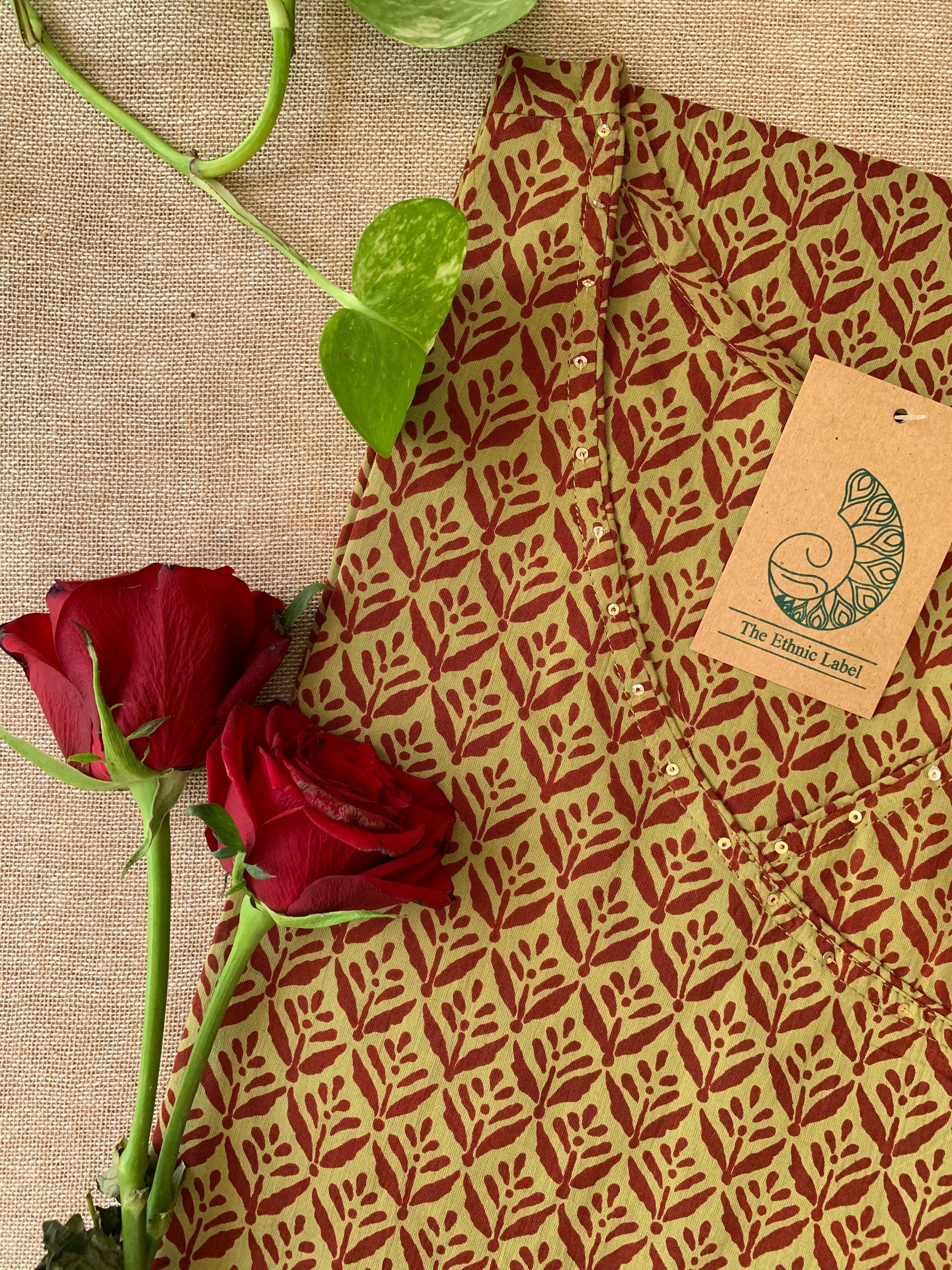 "Mitti" Hand Block Printed Angrakha Cotton kurta