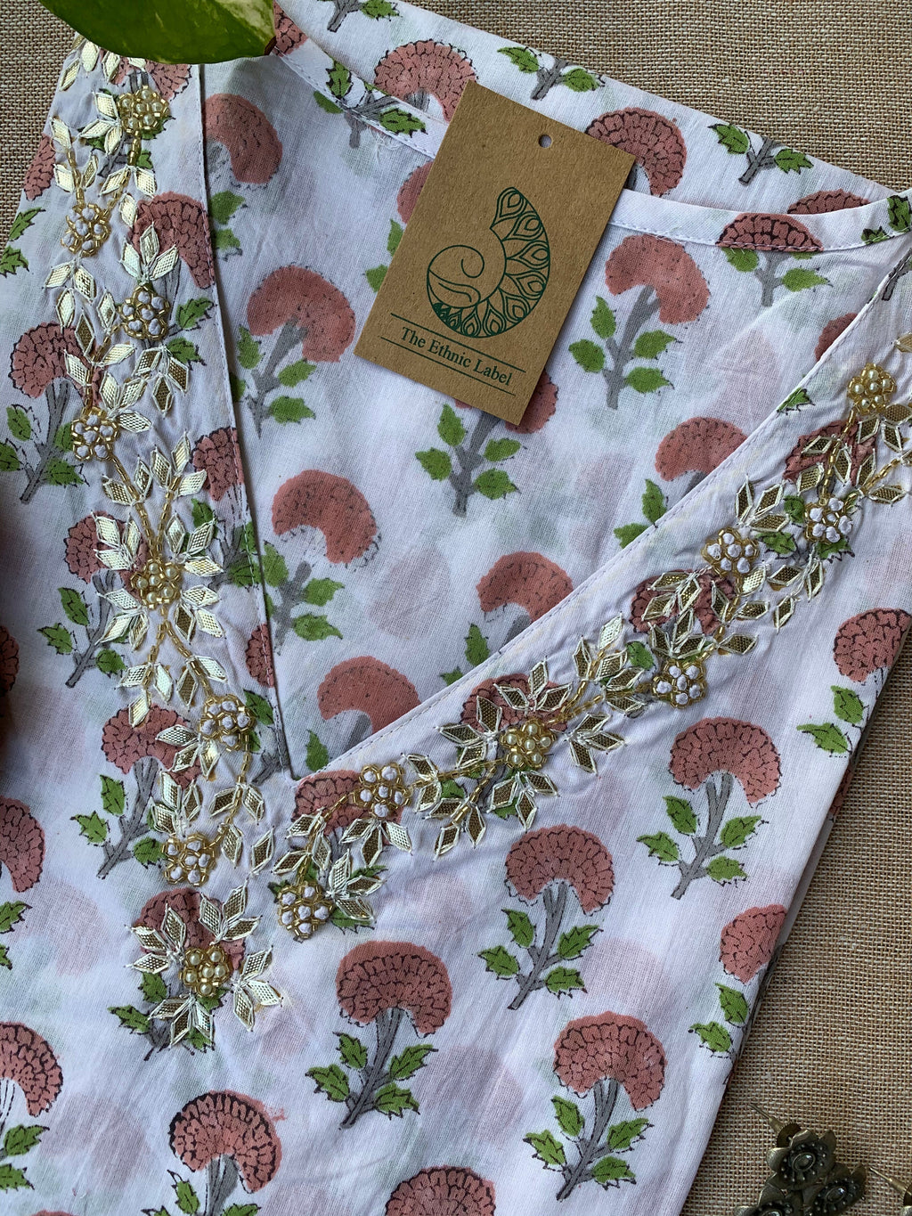 "Aana" Hand Work Embellished Cotton kurta