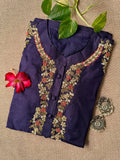 "Zardozi" Handcrafted Purple Silk Kurta