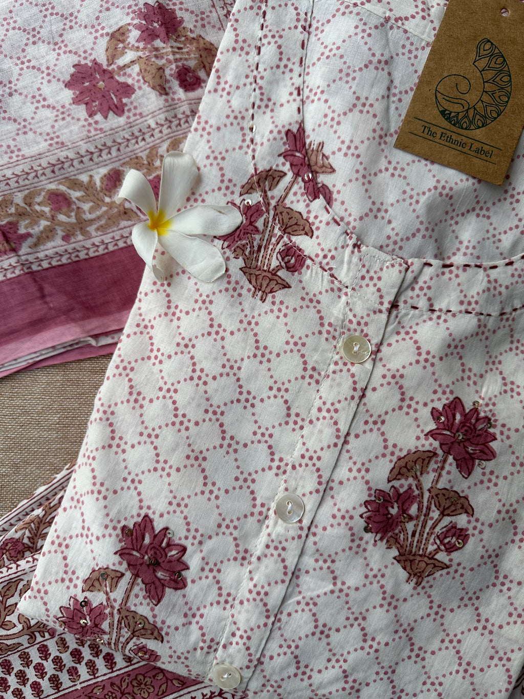 "Nazma" Cotton A line kurta set (3 pc)