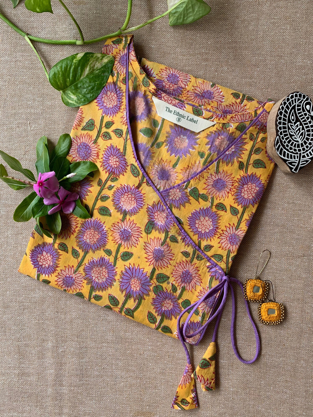 "Atreyi" Hand Block Printed Angrakha Cotton kurta