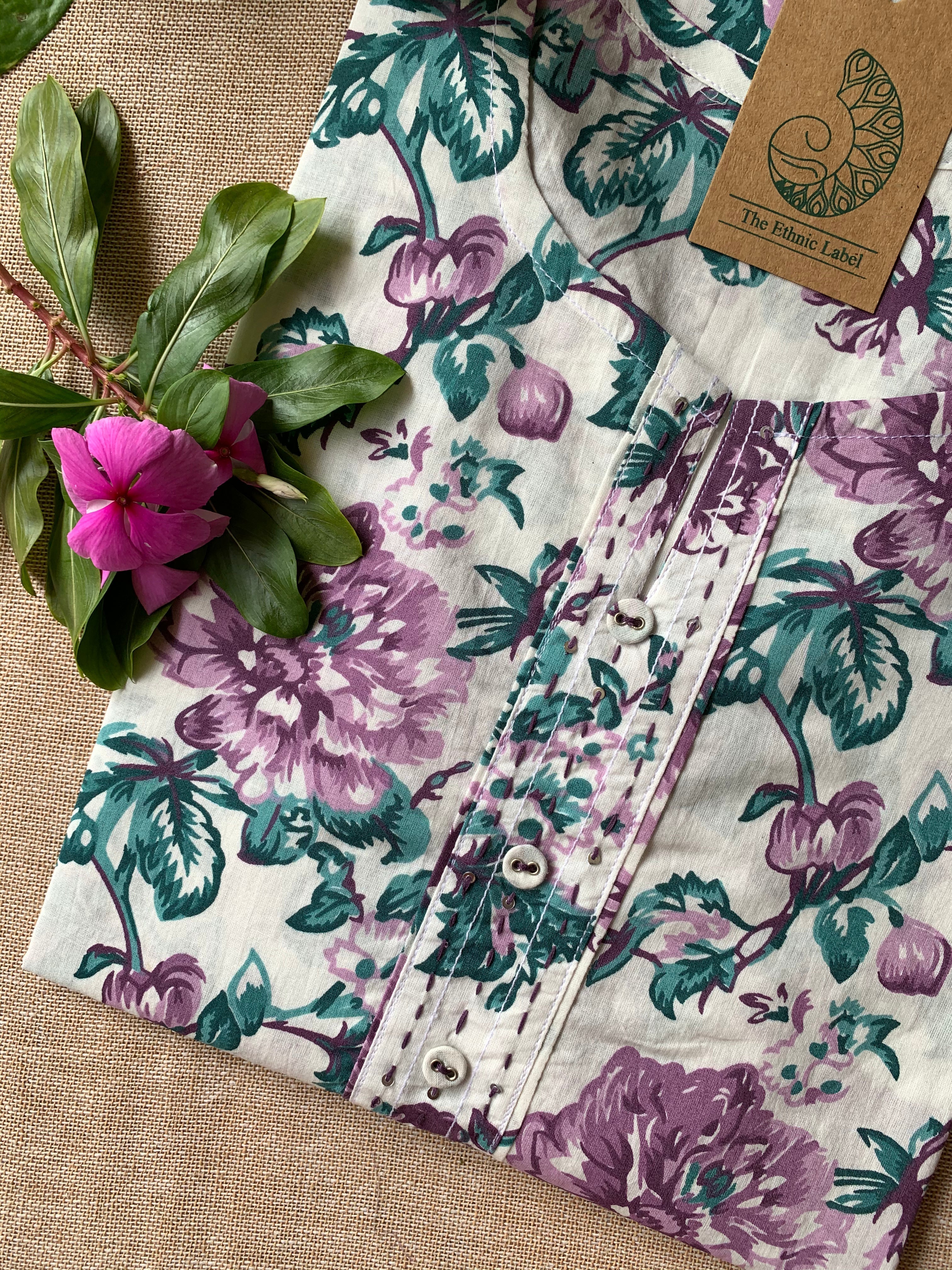 "Anaamika" Hand Block Printed Floral Cotton kurta