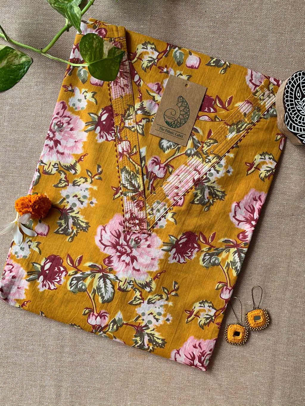"Marham" Hand Block Printed Cotton kurta - Big Size