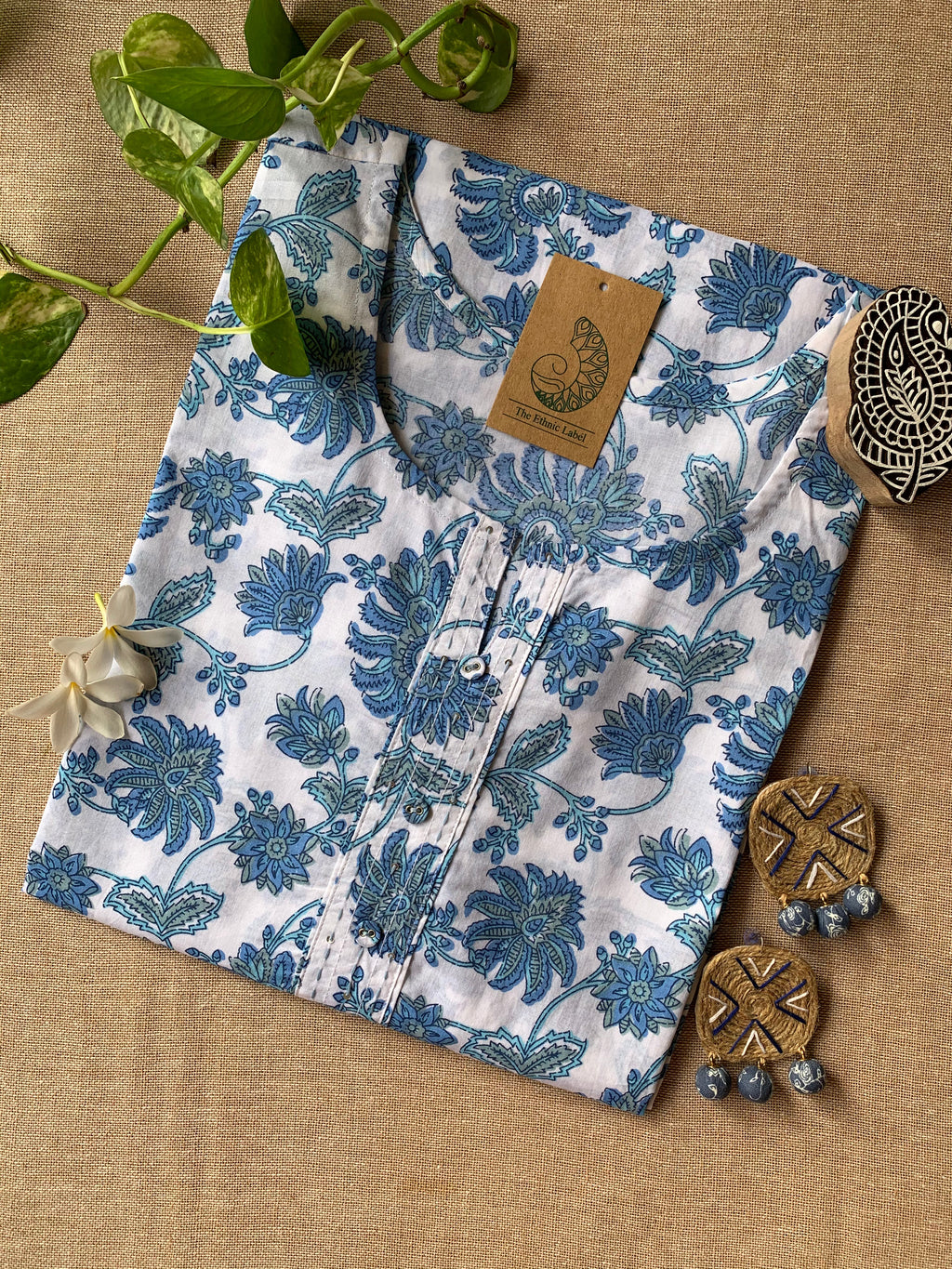 "Aasma" Hand Block Printed Cotton kurta - Big Size