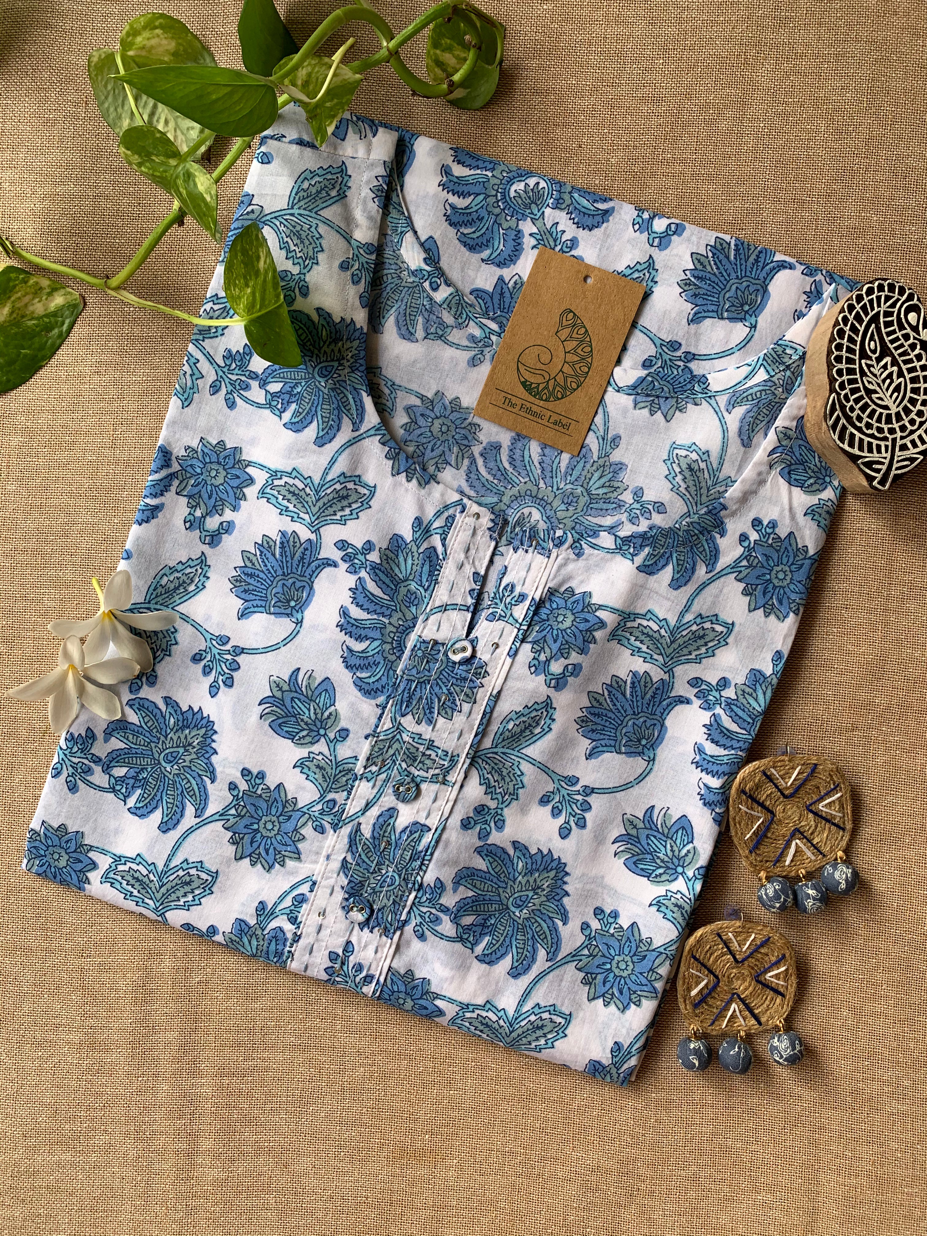 "Aasma" Hand Block Printed Cotton kurta - Big Size