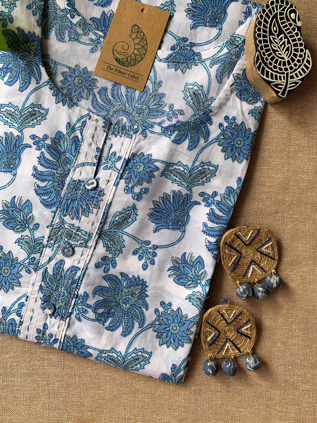"Aasma" Hand Block Printed Cotton kurta - Big Size