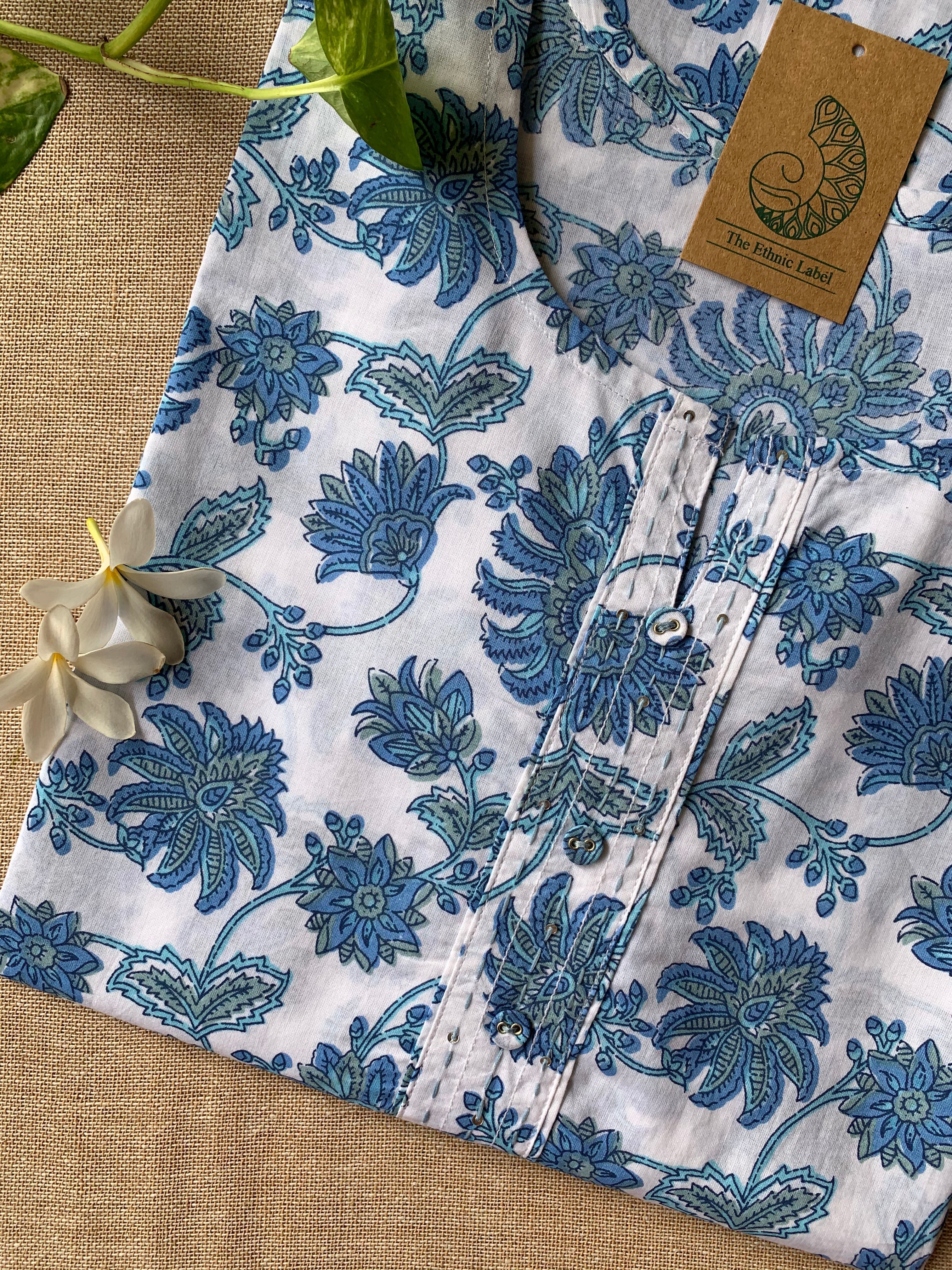 "Aasma" Hand Block Printed Cotton kurta - Big Size