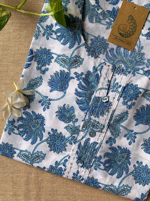 "Aasma" Hand Block Printed Cotton kurta - Big Size