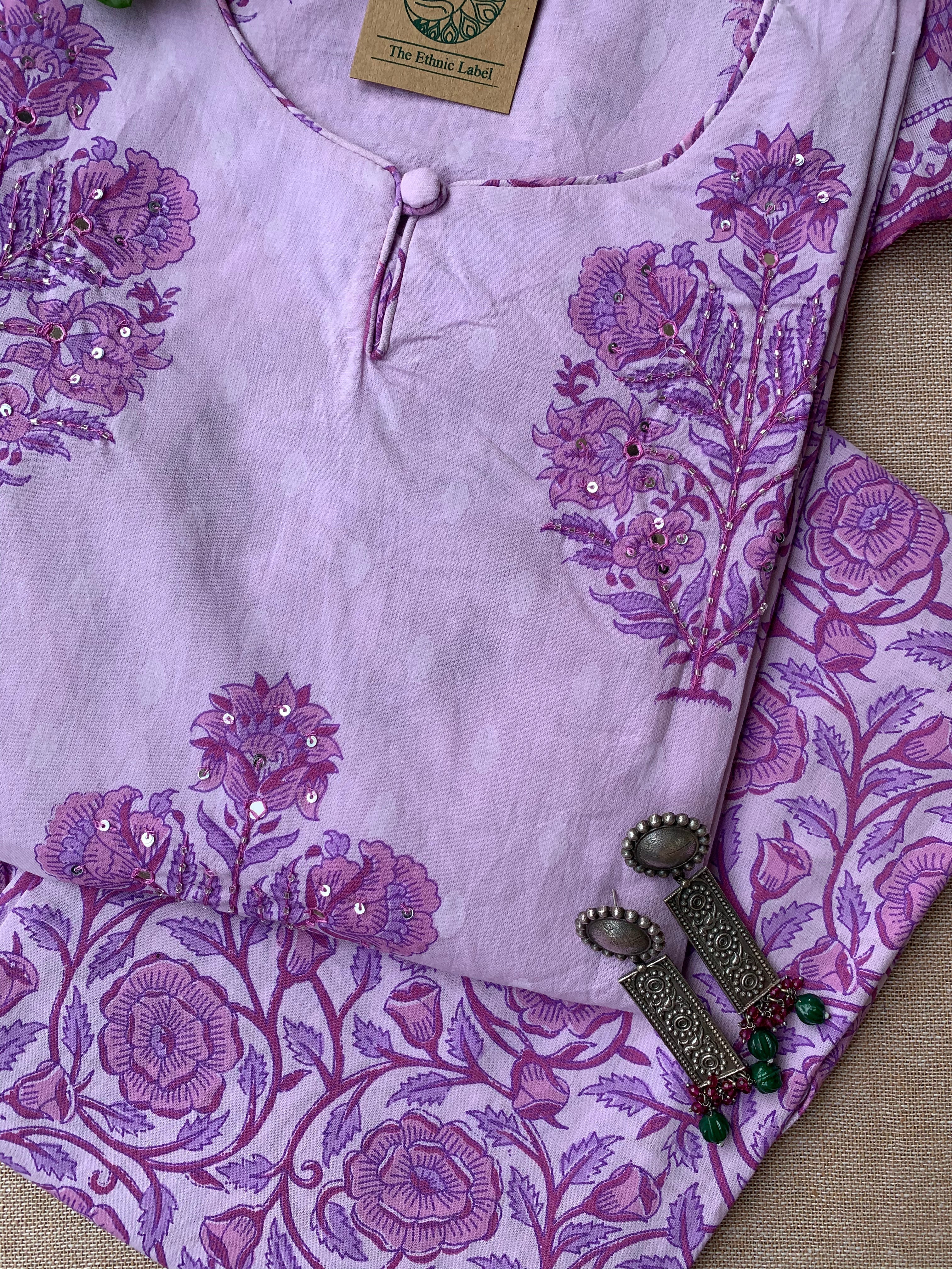 "Kalyani" Hand Block Printed Cotton Kurta Set(3pc)