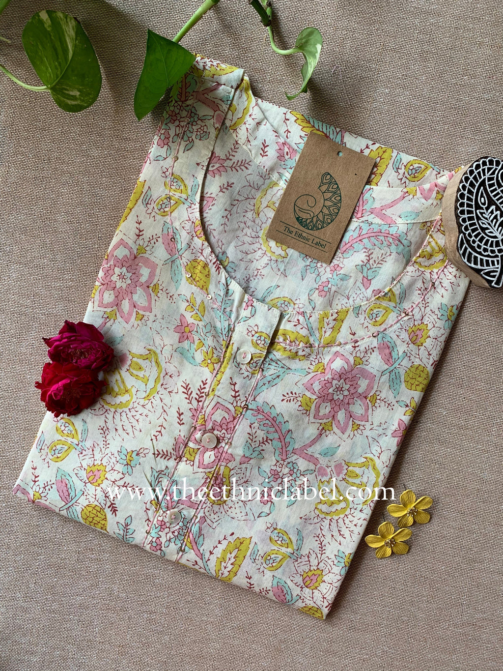 "Manika" Hand Block Printed Cotton kurta