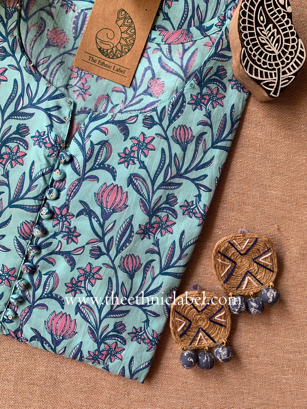 "Jannat" Hand Block Printed Cotton kurta