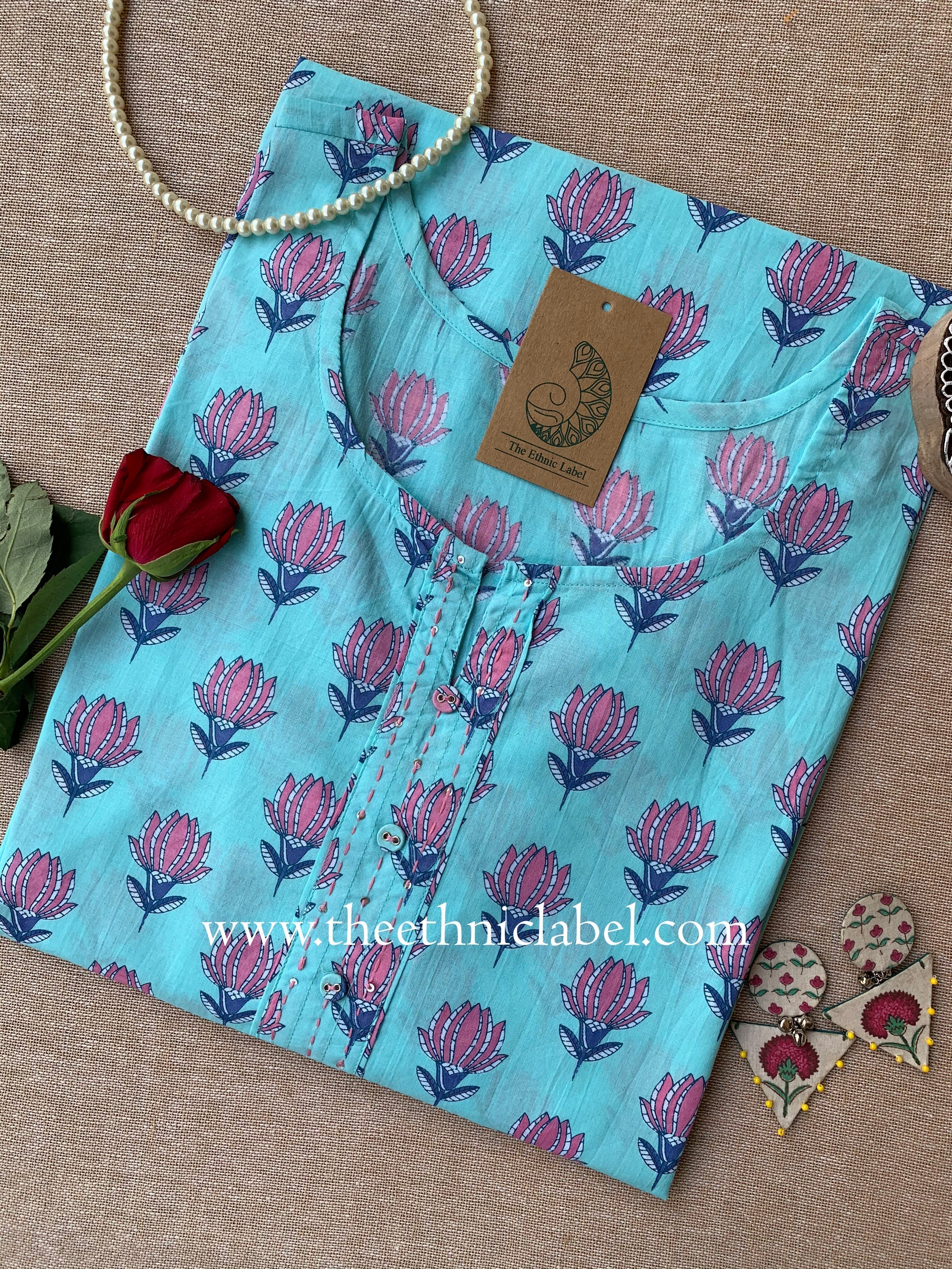 "Radha" Buttoned Cotton kurta - Big Size