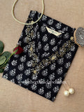 "Vrinda" Hand Embroidered Block Printed Cotton kurta