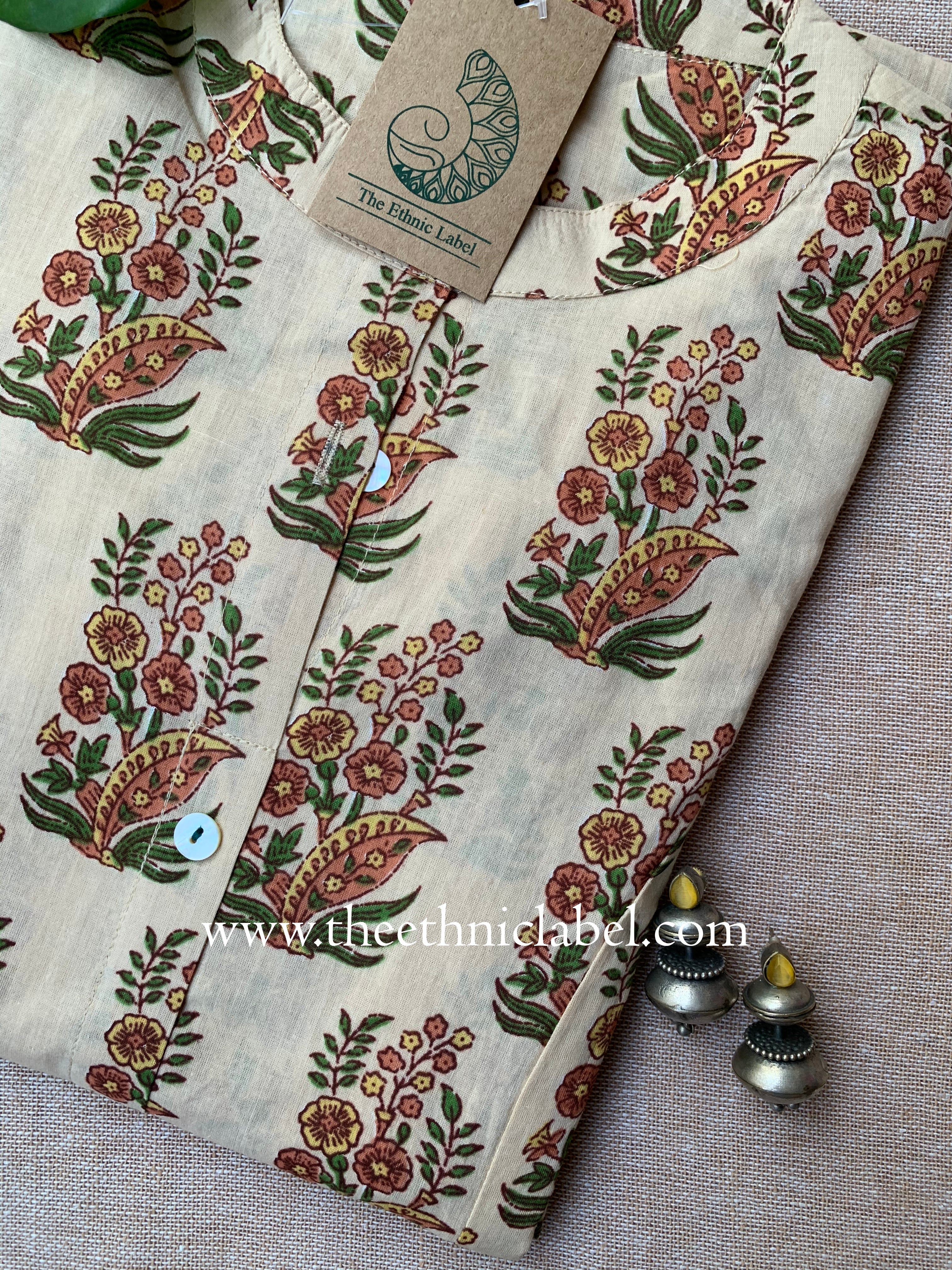 "Padma" Mughal "A" line Cotton kurta