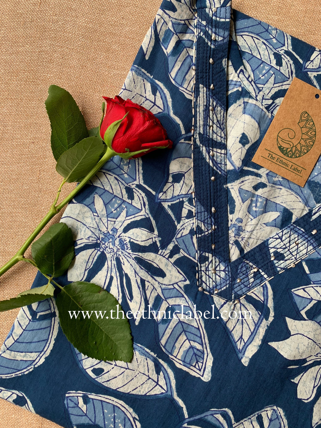 "Veena" Floral Cotton kurta - Big Size