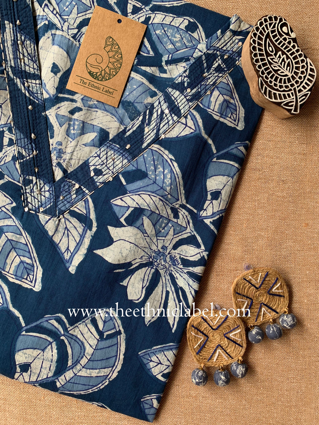 "Veena" Floral Cotton kurta - Big Size