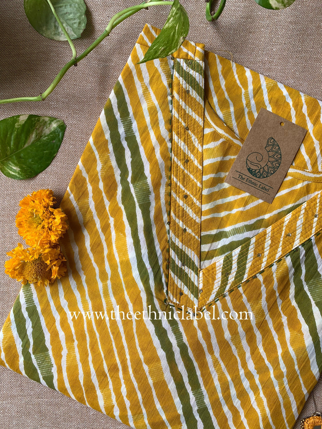 "Sarso" Lehriya Cotton kurta - Big Size