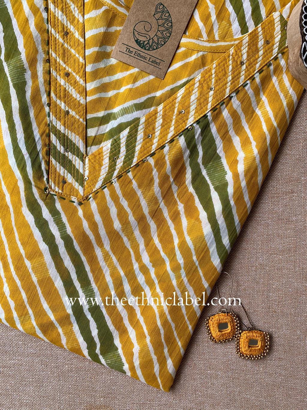 "Sarso" Lehriya Cotton kurta - Big Size