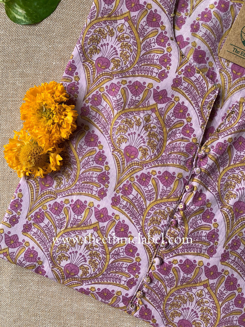 "Rubina" Buttoned Cotton kurta - Big Size