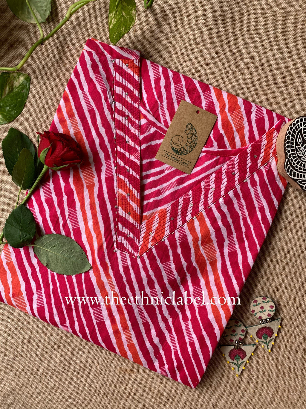 "Saawan" Lehriya Cotton kurta - Big Size