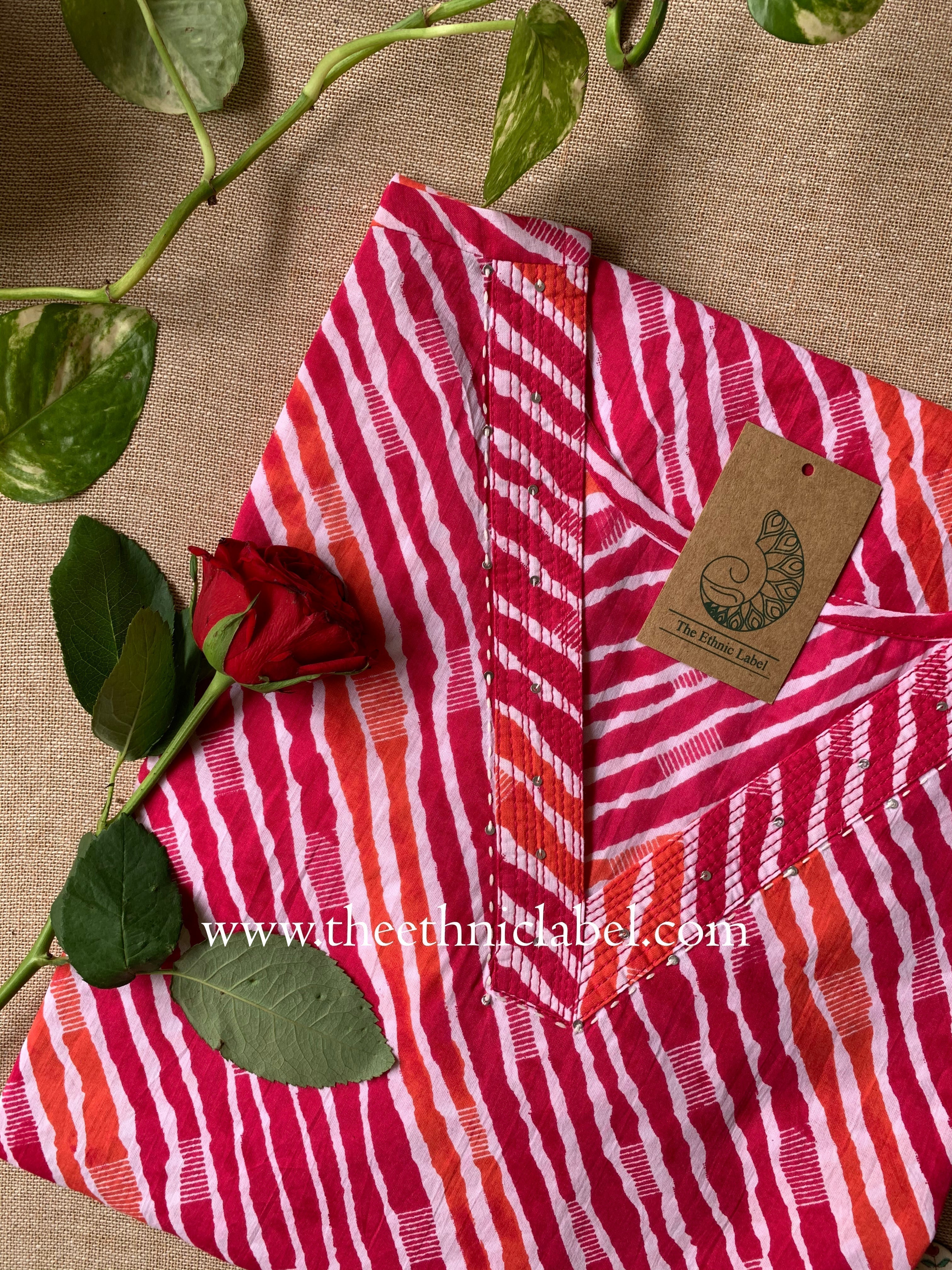 "Saawan" Lehriya Cotton kurta - Big Size