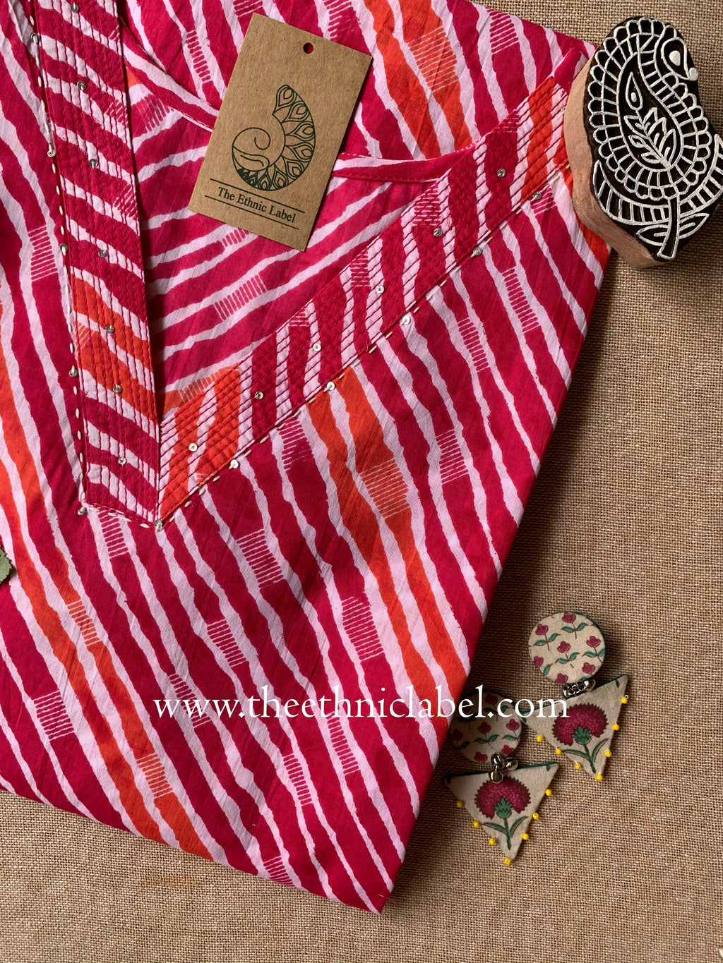 "Saawan" Lehriya Cotton kurta - Big Size