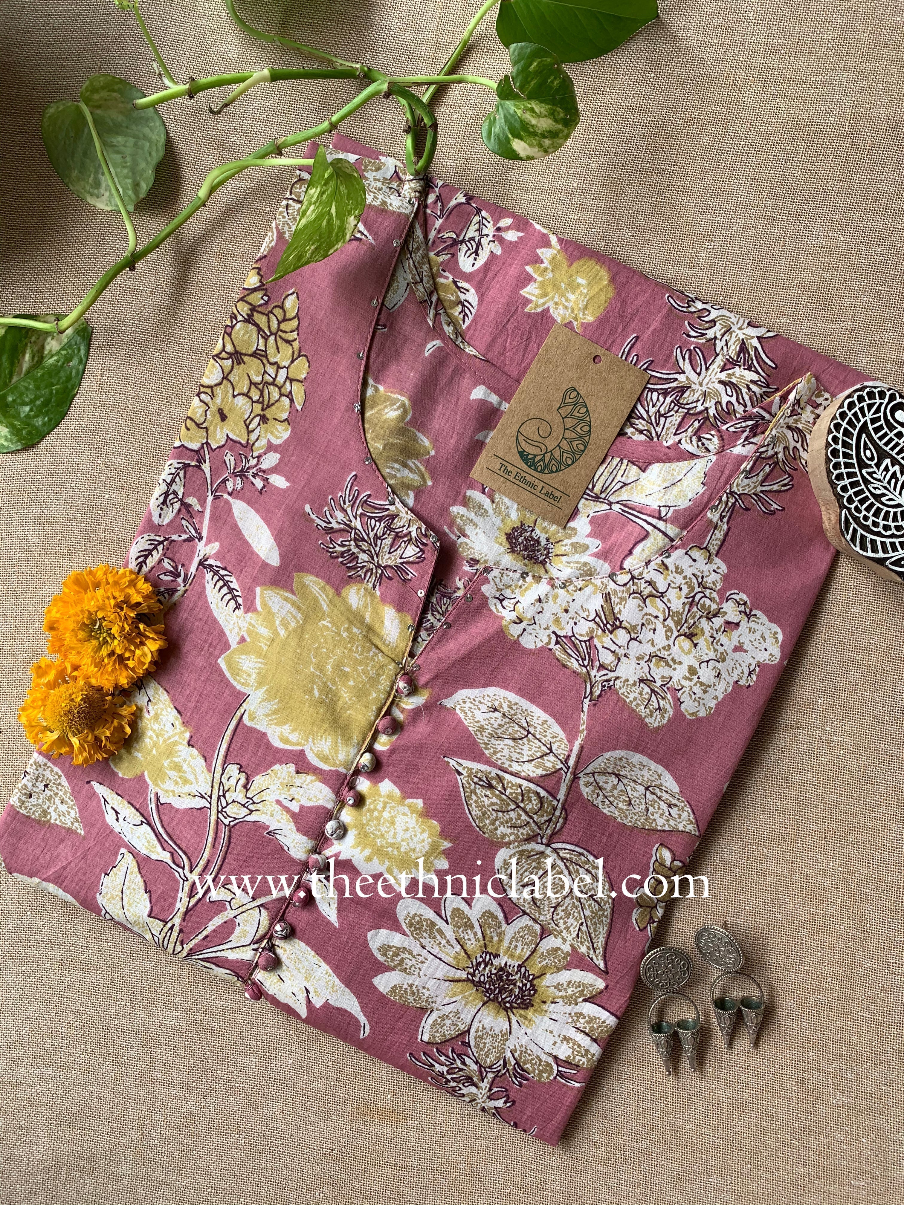 "Aalam" Buttoned Cotton kurta - Big Size