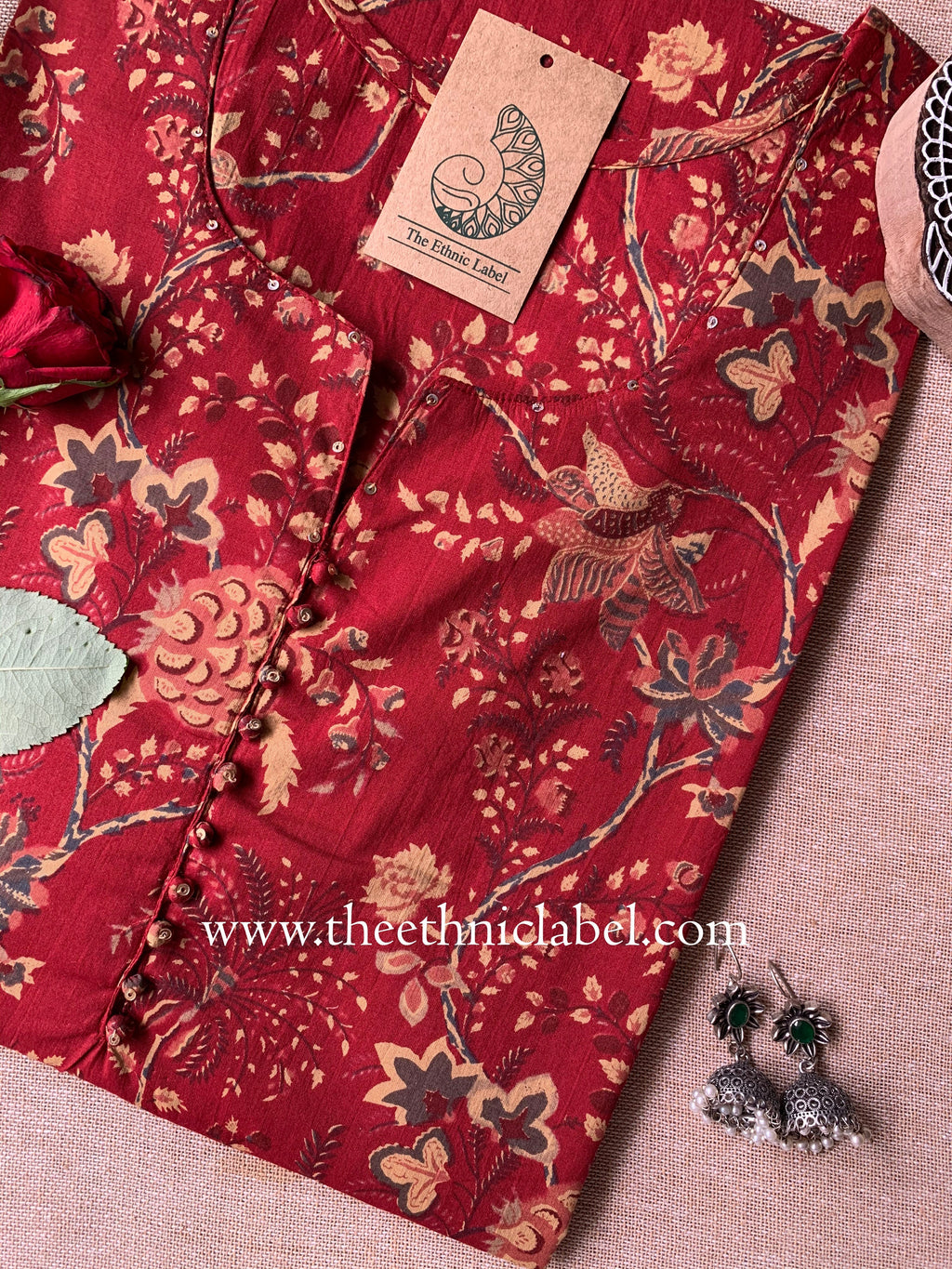 "Abhaya" Buttoned Cotton kurta - Big Size